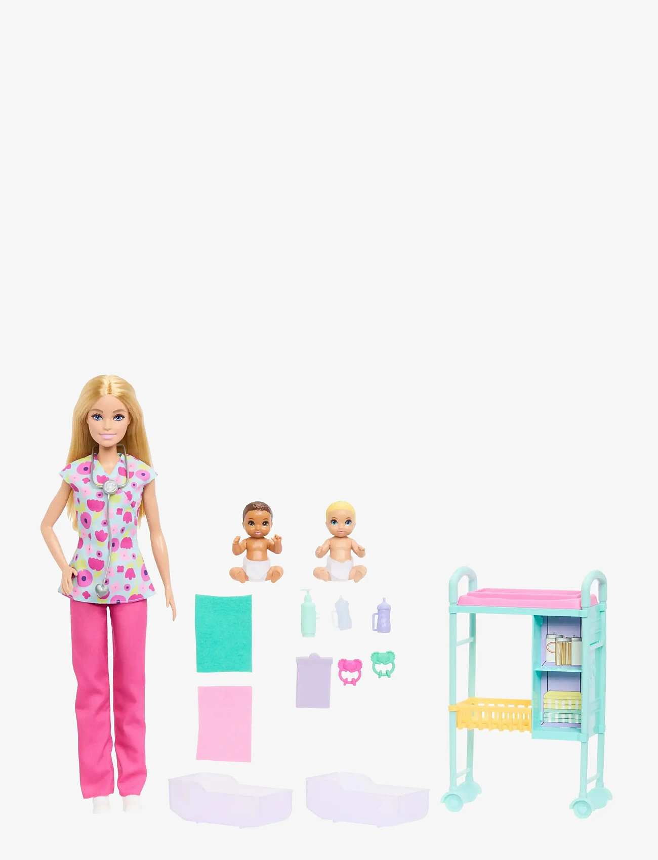 Barbie - Careers Baby Doctor Playset with Blonde Fashion Doll, 2 Baby Dolls, Exam Table & Accessories - dockor - multicolor - 1