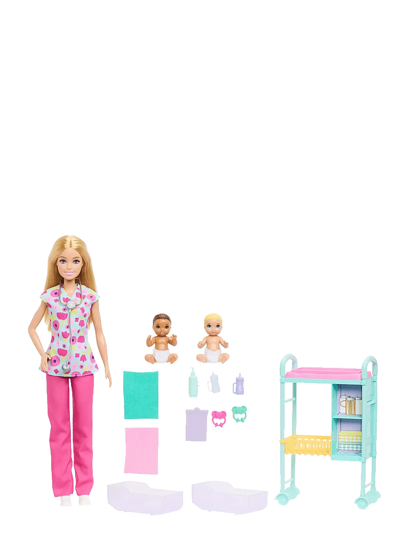 Barbie - Careers Baby Doctor Playset with Blonde Fashion Doll, 2 Baby Dolls, Exam Table & Accessories - dukker - multicolor - 1