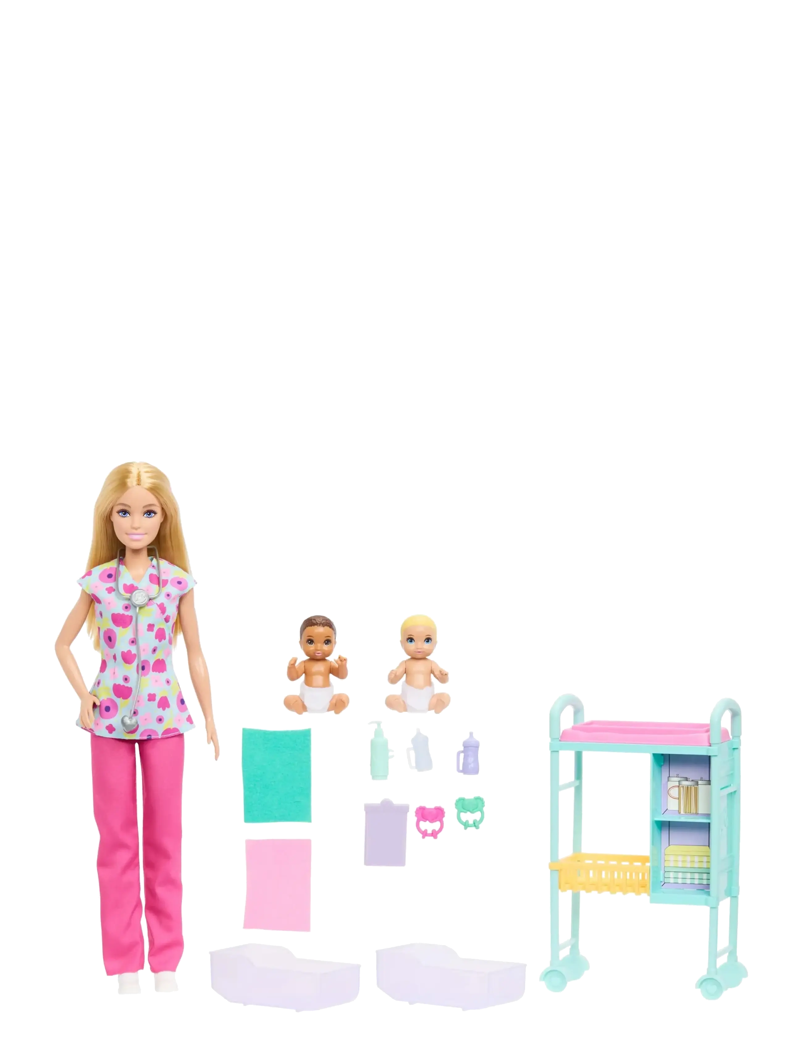 Barbie - Careers Baby Doctor Playset with Blonde Fashion Doll, 2 Baby Dolls, Exam Table & Accessories - multicolor - 1