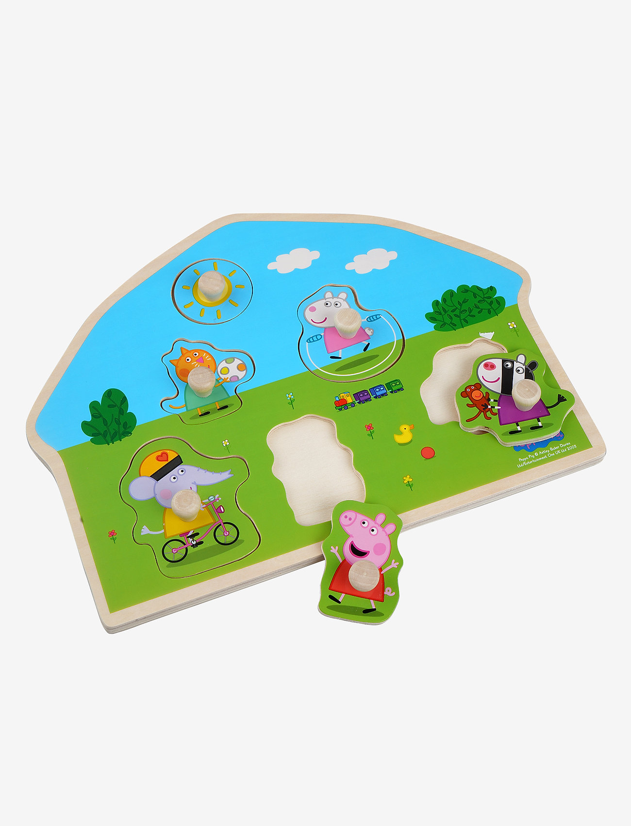 Barbo Toys - Peppa Pig Wooden knob puzzle Playground - knoppussel - multiple color - 0