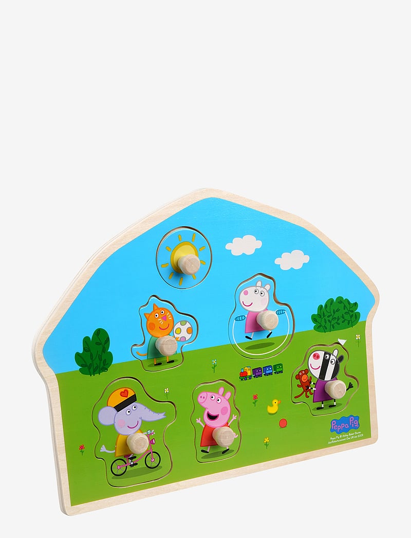 Barbo Toys - Peppa Pig Wooden knob puzzle Playground - holzpuzzles - multiple color - 1