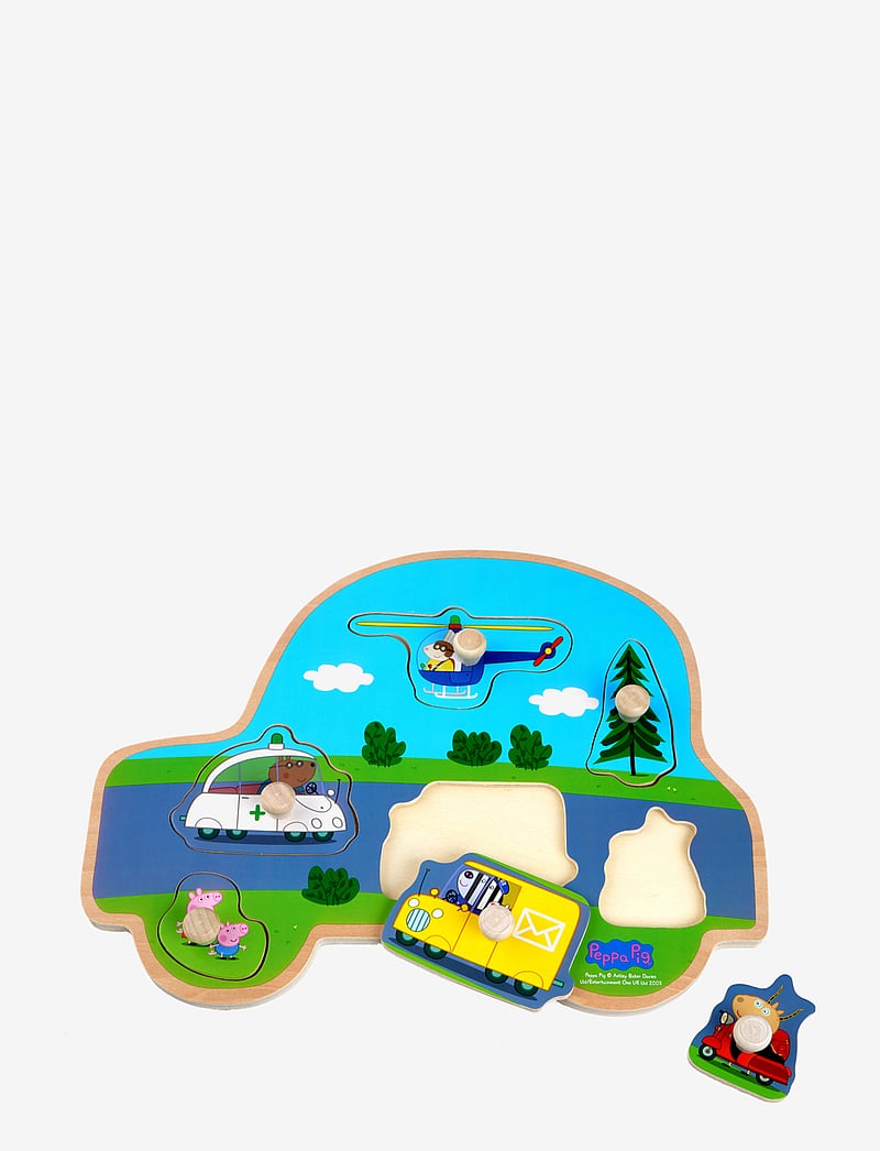 Greta gris - Peppa Pig wooden knob puzzle Transport - knoppussel - multiple color - 1