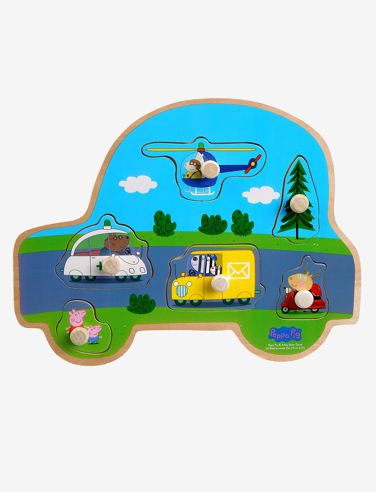 Greta gris - Peppa Pig wooden knob puzzle Transport - knoppussel - multiple color - 2
