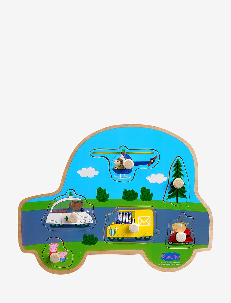 Greta gris - Peppa Pig wooden knob puzzle Transport - knoppussel - multiple color - 2