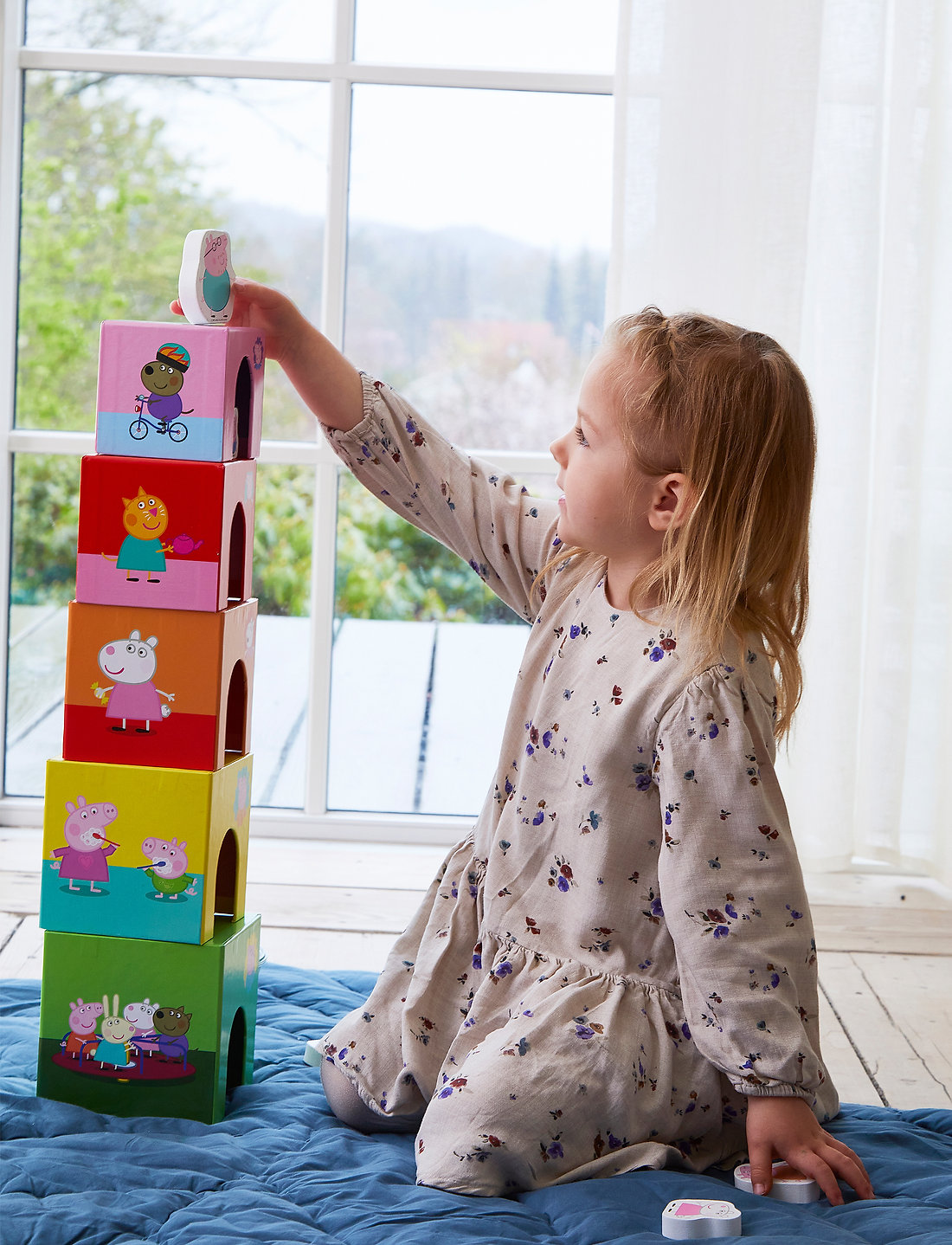 Peppa Wutz - Peppa Pig stacking cubes w wooden figurines - stapelklötze - multiple color - 5