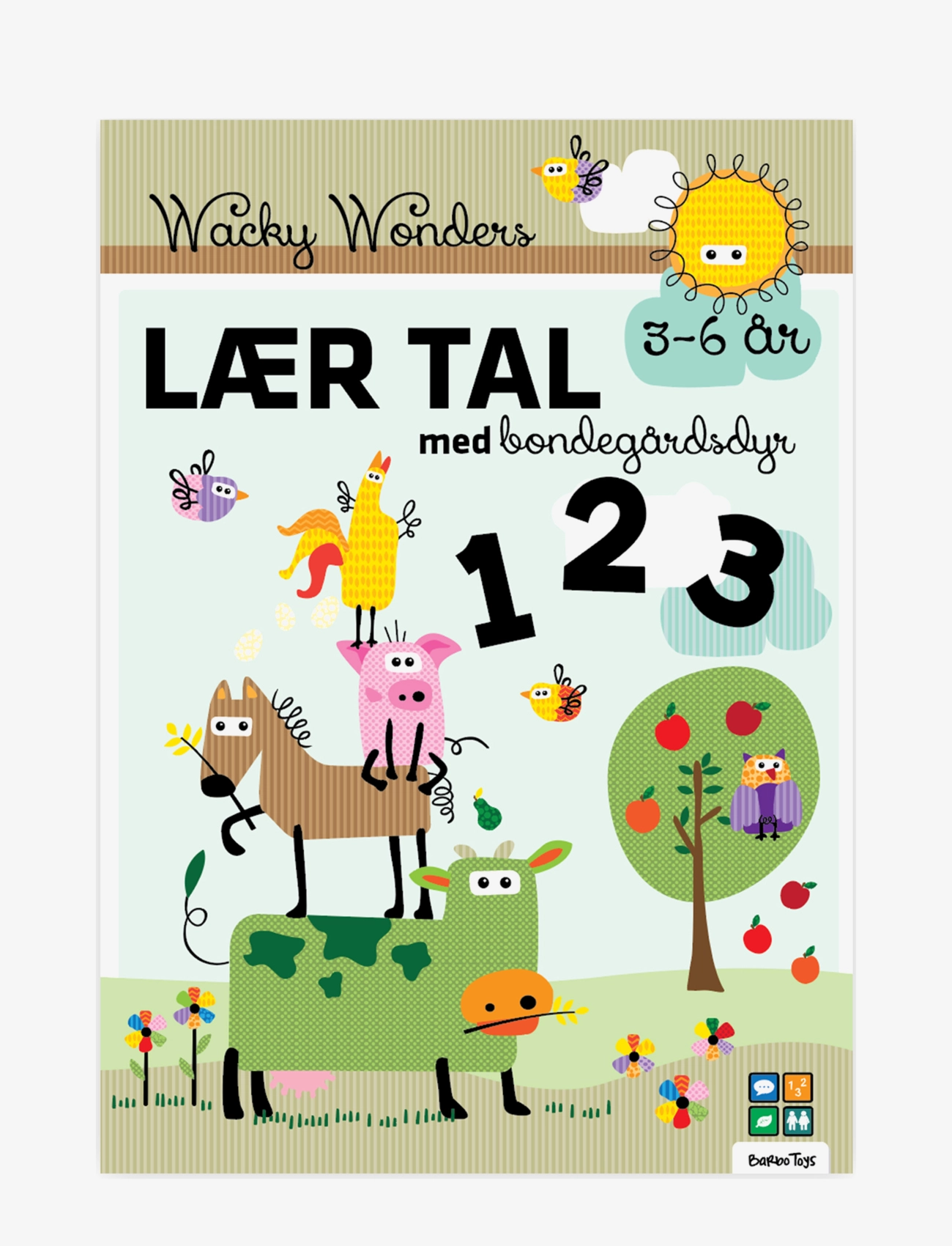 BARBO Spielzeug Aktivitetsbog Lær Tal Med Wacky Wonders Bondegårdsdyr - 123 (Dk) Patterned - One Size - Kinder