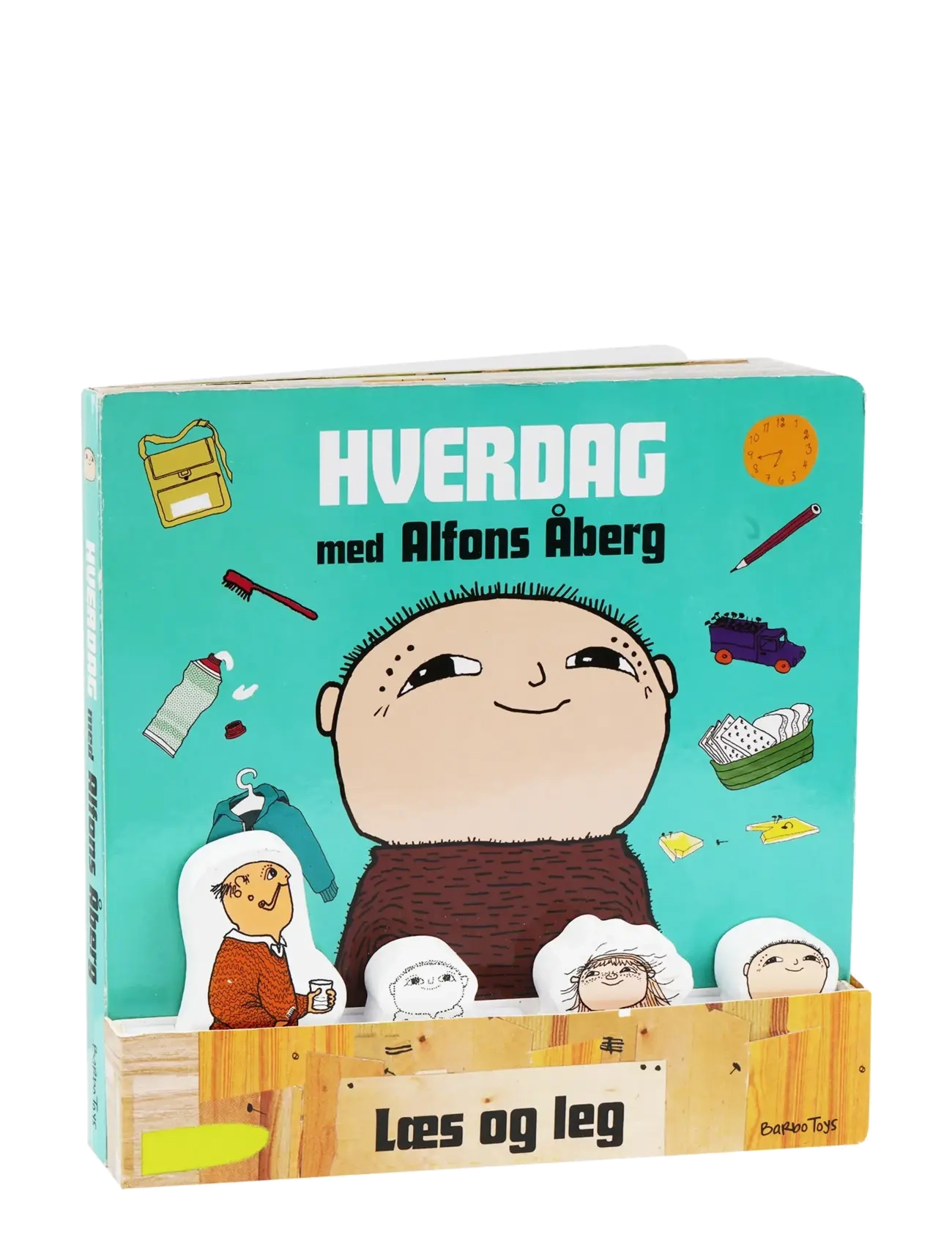 BARBO Spielzeug Alfons Åberg - Book With 4 Wooden Figures - (Dk) - Læs Og Lær Patterned - One Size - Kinder
