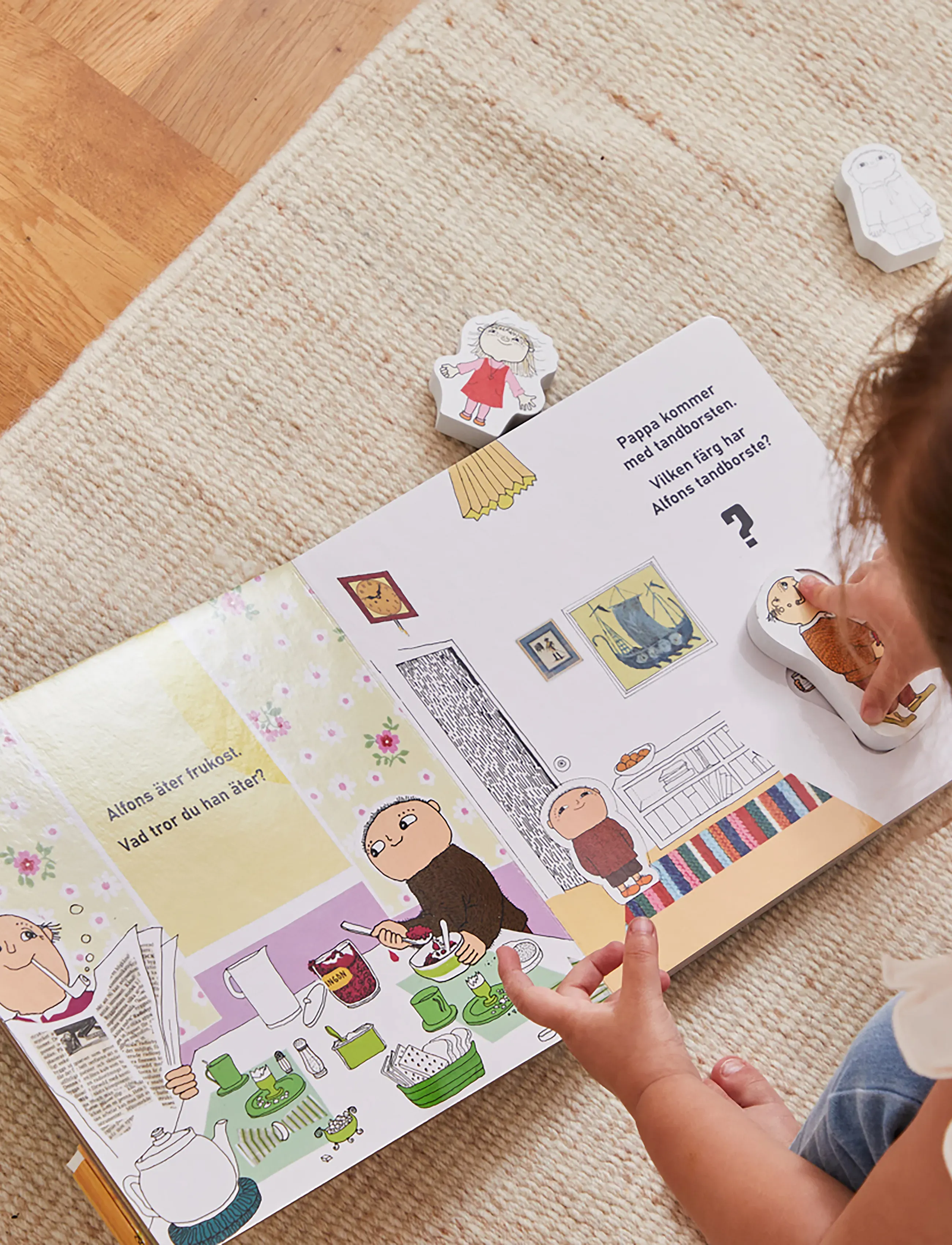 Alfons Åberg - Book With 4 Wooden Figures (Dk) Læs Og Lær, One Size, Baby Books, Mehrfarbig/gemustert Educational Kinder