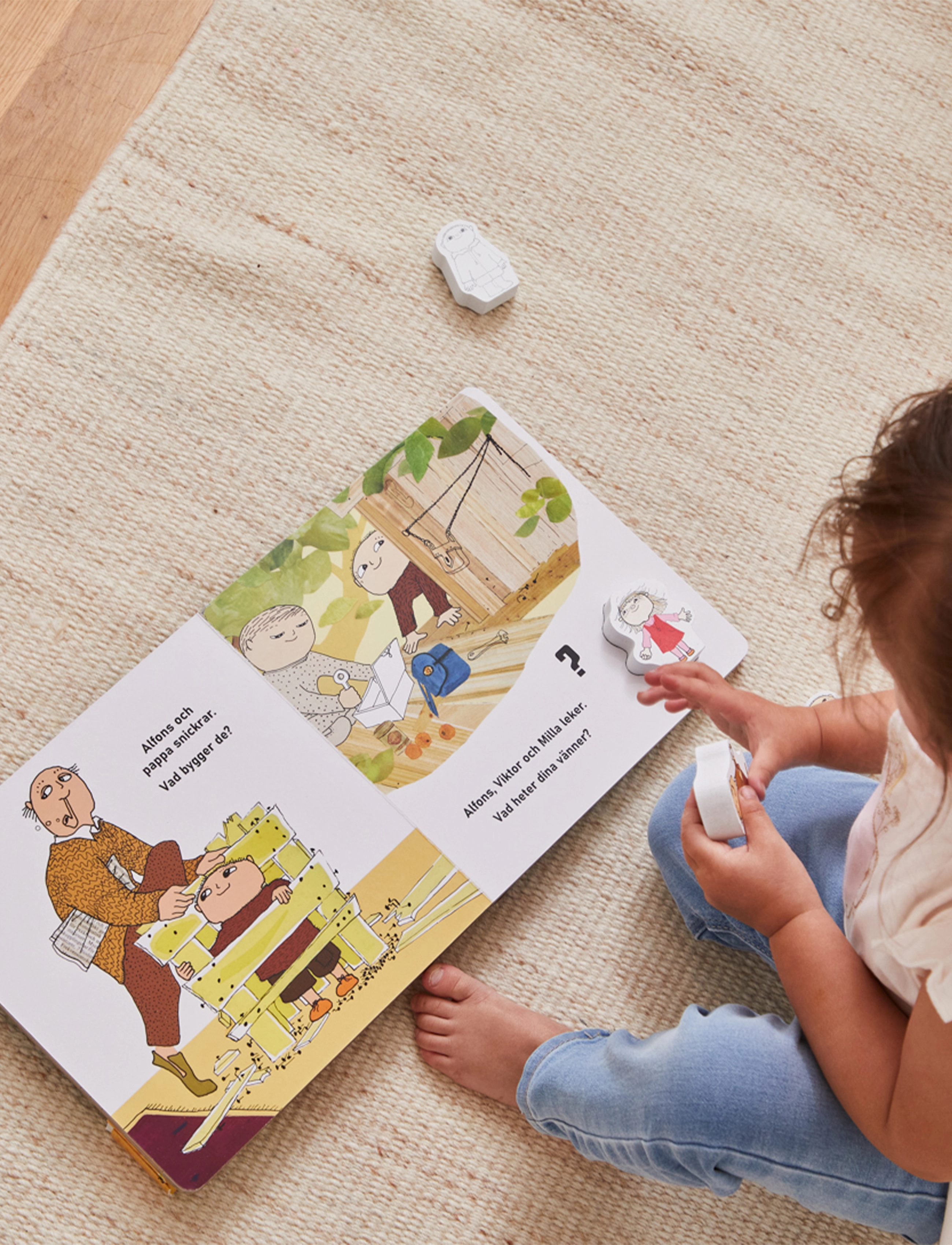 Barbo Toys - Alfons Åberg -  Book with 4 wooden figures - (SE) - Läs och Lek - figures en bois - 1016 - 2