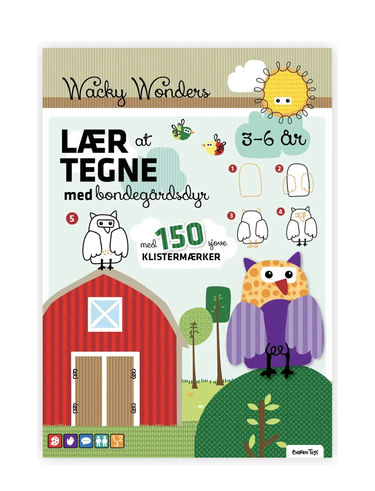 Barbo Legetøj Aktivitetsbog - Lær At Tegne Med Wacky Wonders Bondegårdsdyr (Dk), One Size, Multi/patterned, Tegning > Malebøger Og Håndarbejdsbøger, B