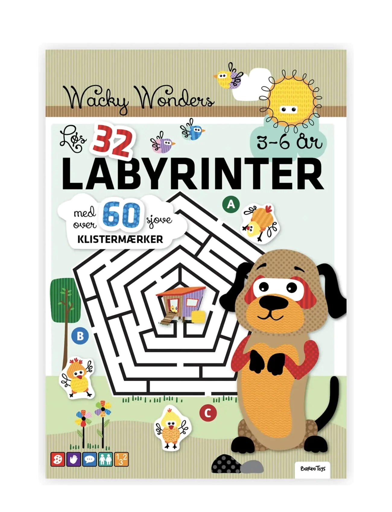 BARBO Spielzeug Aktivitetsbog - Labyrinter Med Wacky Wonders Bondegårdsdyr (Dk) Patterned - One Size - Kinder