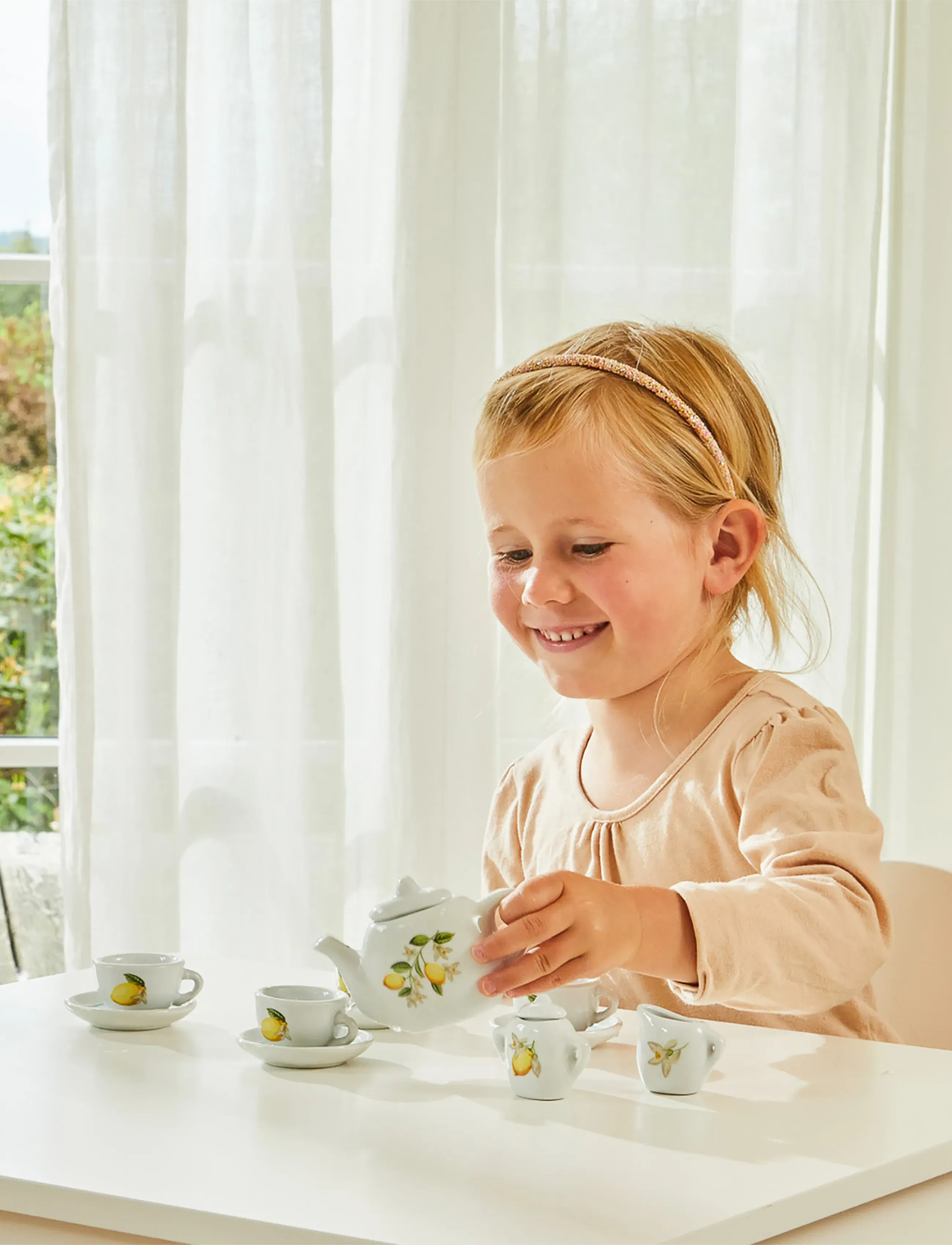 Barbo Spielzeug Lemon 12 Pcs Porcelain Tea Set, One Size, Toy Kitchen & Accessories, Mehrfarbig/gemustert - Coffee Sets, Kinder