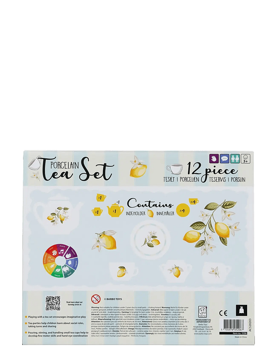 Barbo Toys - Lemon 12 pcs porcelain tea set - kaffe & teserviser - multiple color - 5