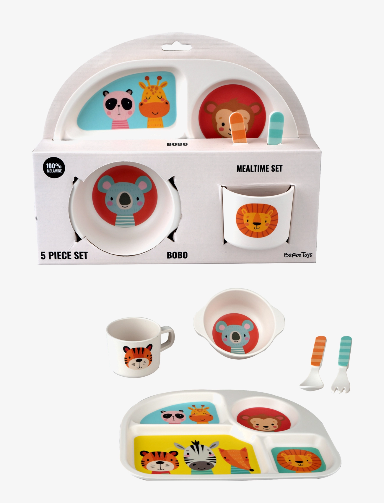 BARBO Spielzeug Safari Friends 5 Pcs Colourful Mealtime Set Patterned - One Size - Kinder