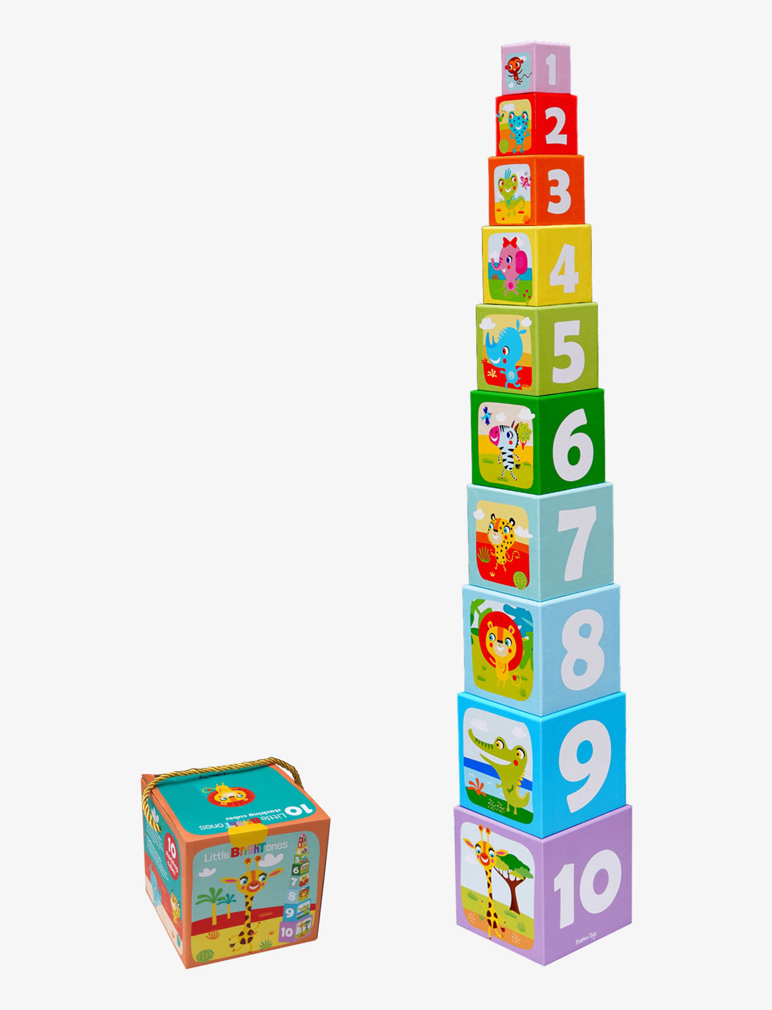 BARBO Spielzeug Little Bright Ones - 10 Stacking Cubes - Safari Patterned - One Size - Kinder
