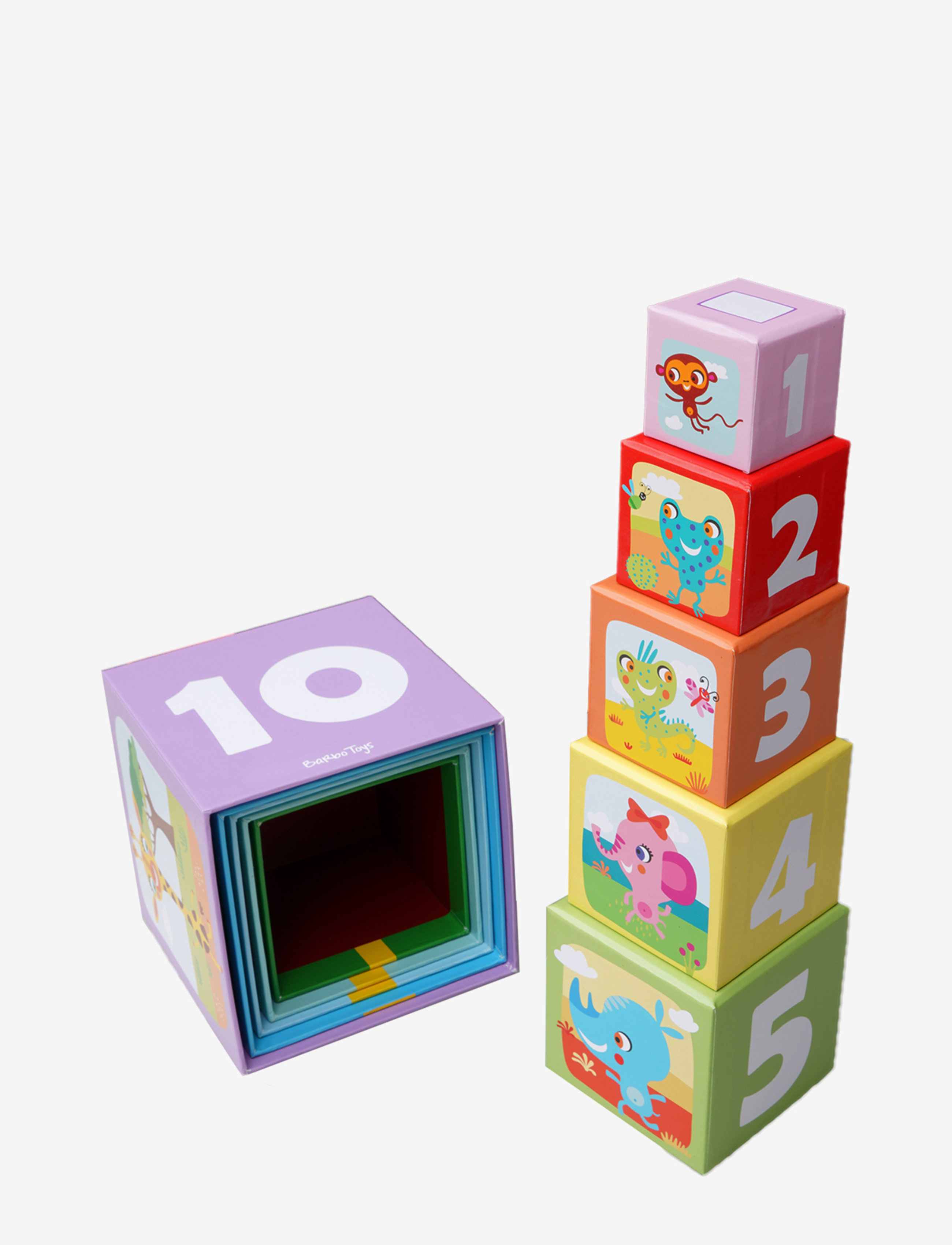 Barbo Toys - Little Bright Ones - 10 Stacking Cubes - Safari - torniklotsid - multiple color - 3