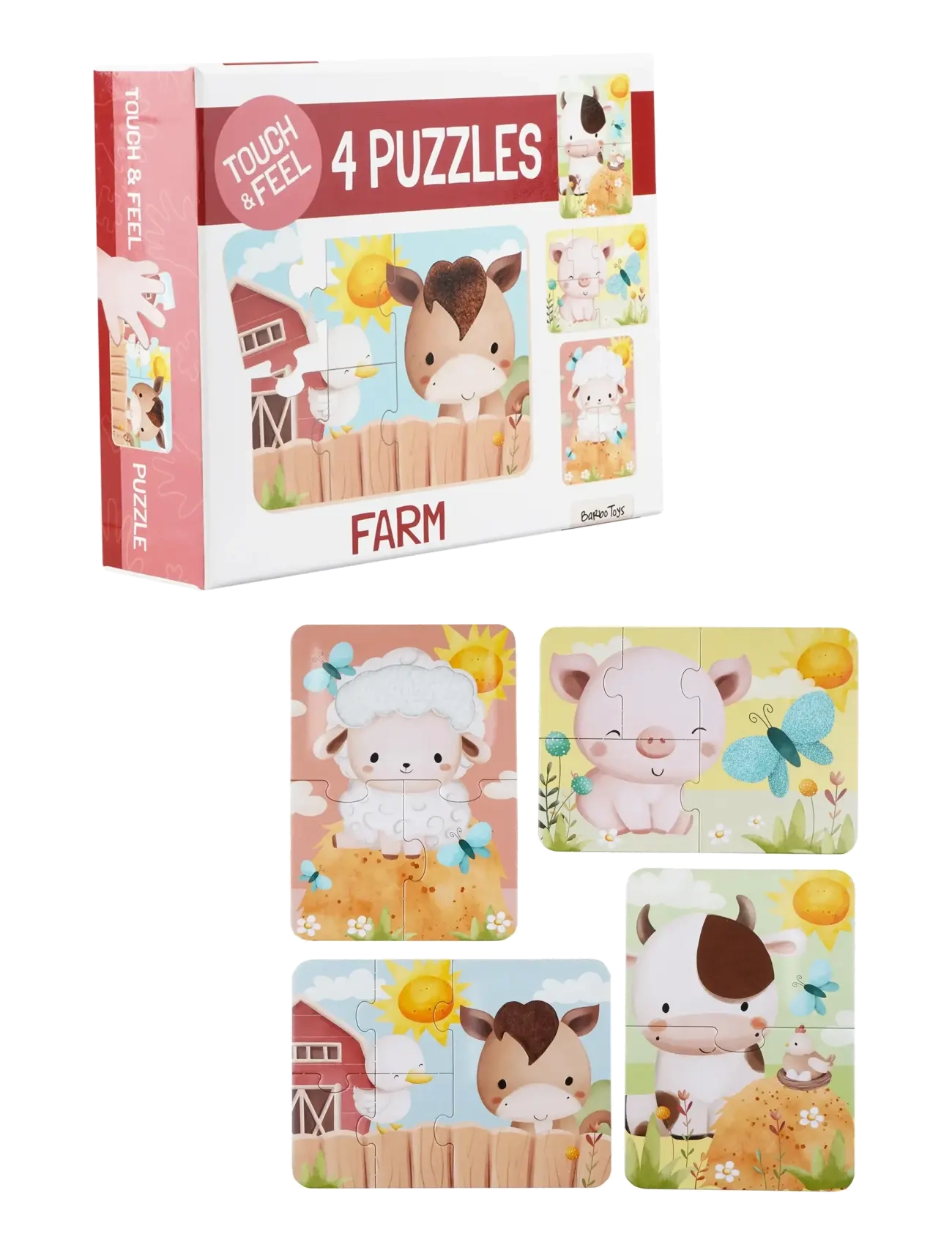 BARBO Spielzeug Farm Touch & Feel Puzzles Patterned - One Size - Kinder