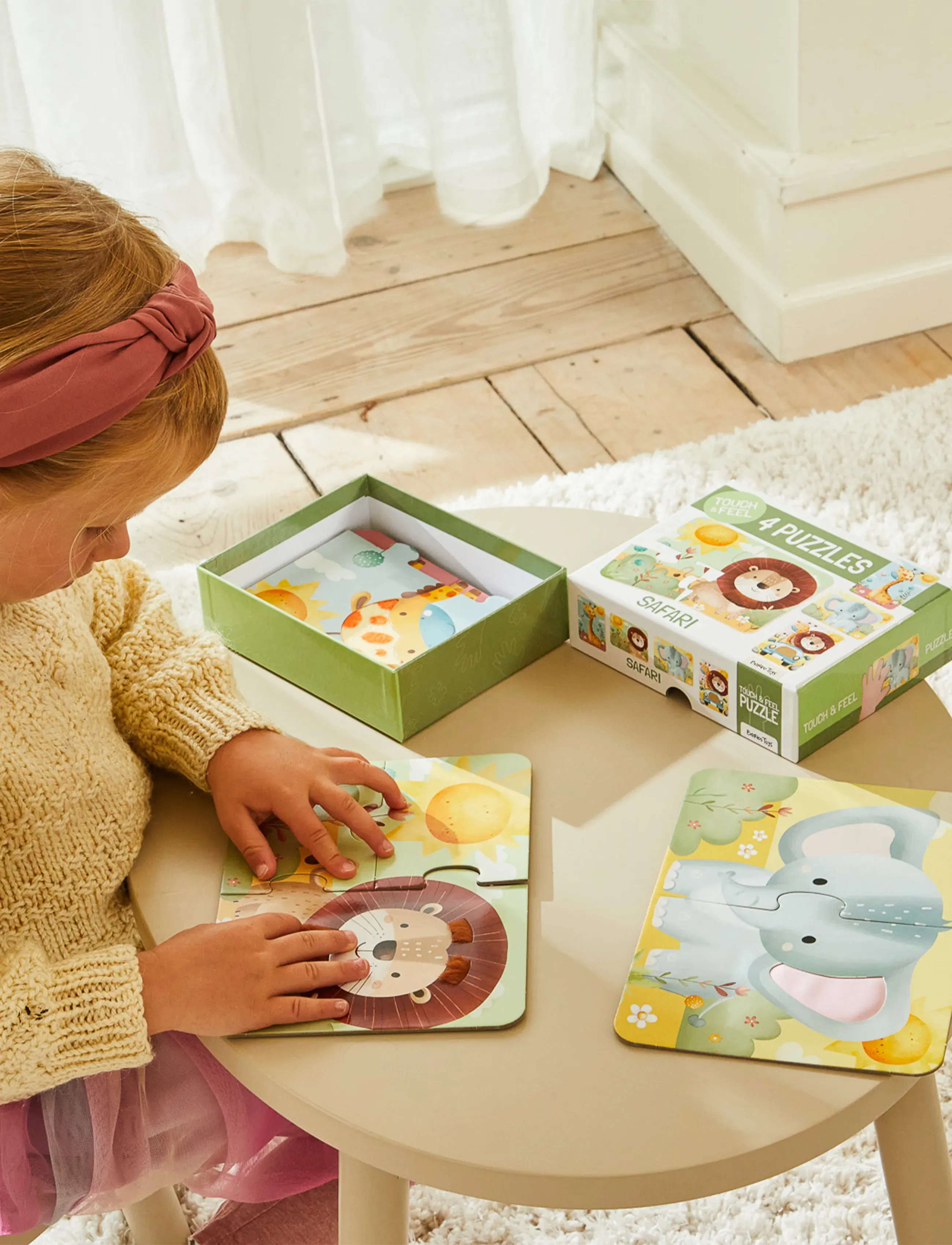 Barbo Legetøj Safari Touch & Feel Puzzles, One Size, Multi/patterned, Puslespil > Klassiske Puslespil, Børn