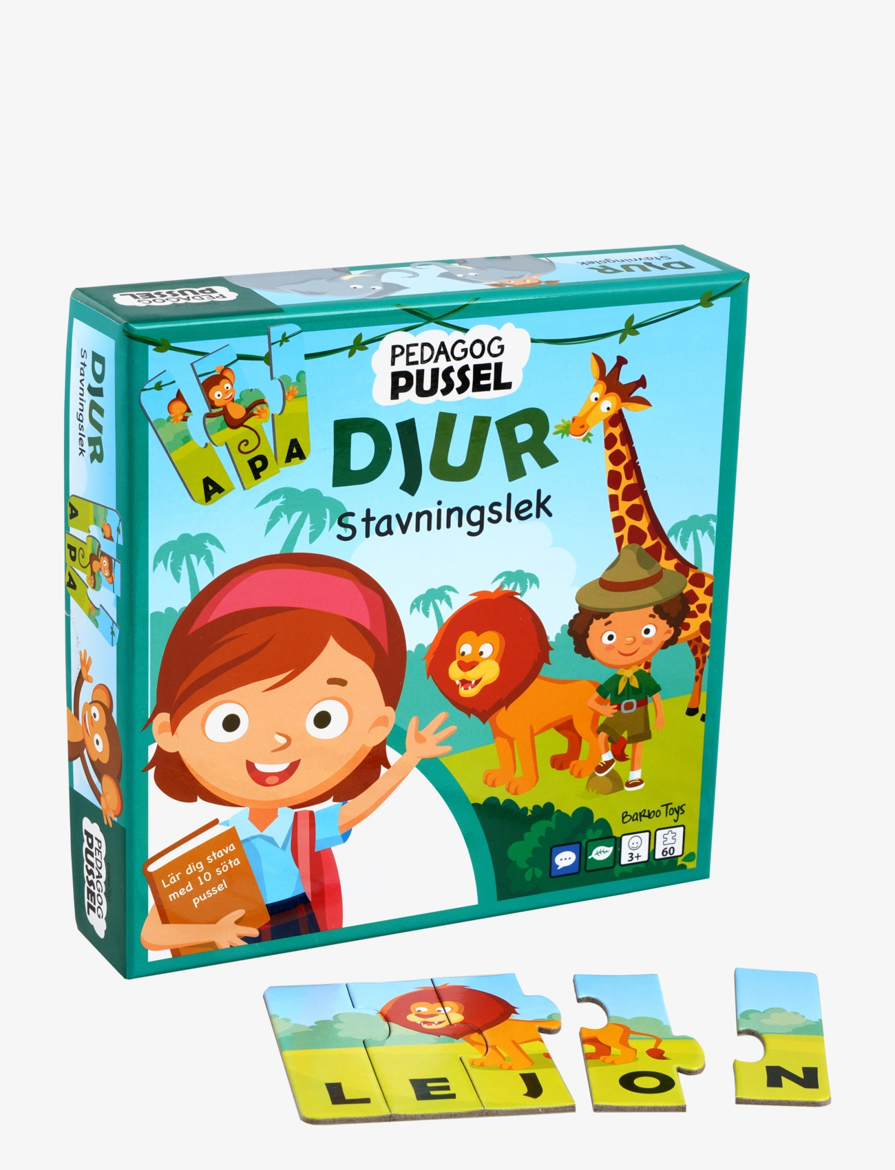 BARBO Spielzeug Pussel Pedagog - Djur Stavingslek (Se) Patterned - SWEDISH - Kinder
