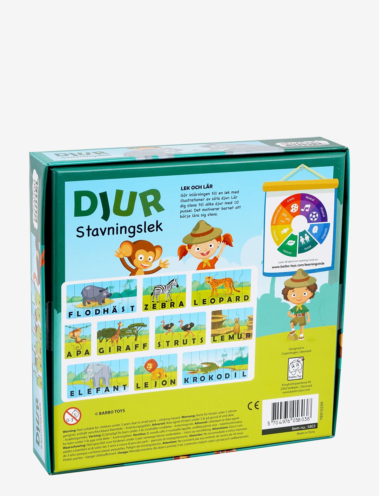 Barbo Toys - Pussel Pedagog - Djur Stavingslek (SE) - pædagogiske puslespil - multiple color - 3