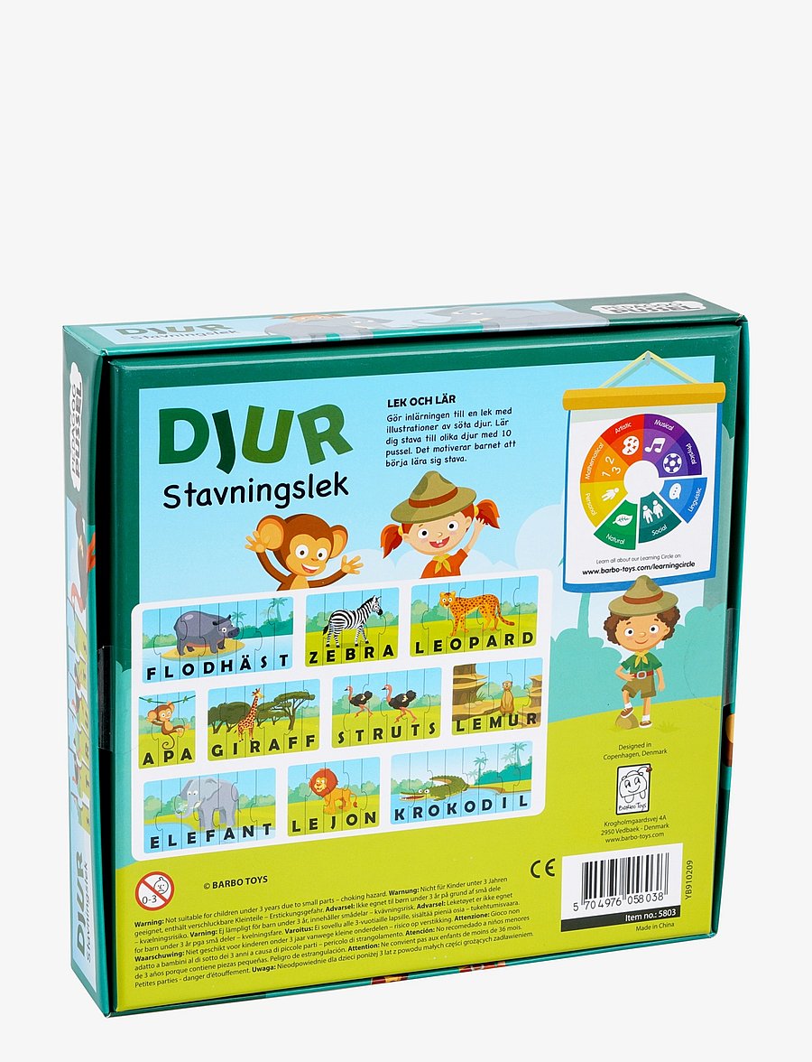 Barbo Toys - Pussel Pedagog - Djur Stavingslek (SE) - Õpetlikud pusled - multiple color - 3