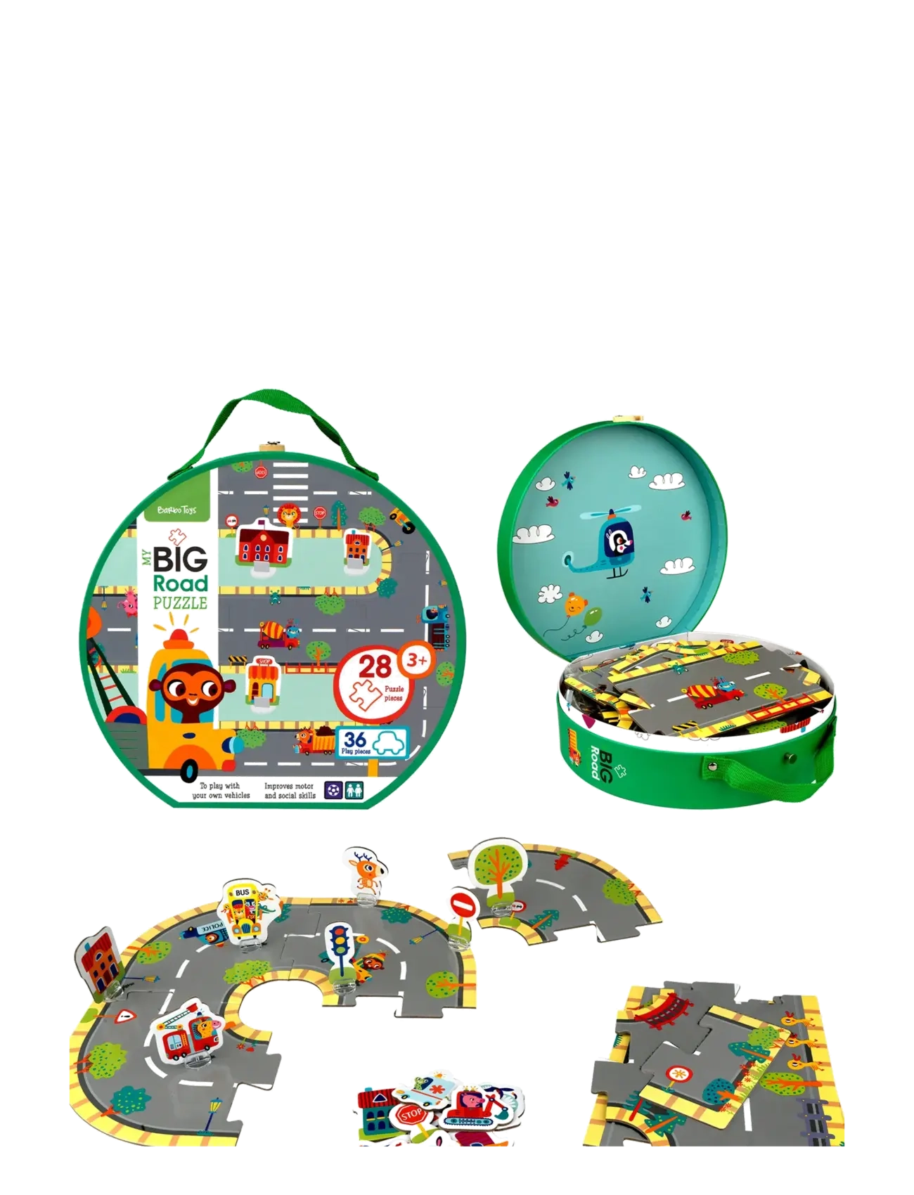 BARBO Spielzeug My Big Road Puzzles In A Suitcase - Make Your Own Roads Patterned - One Size - Kinder