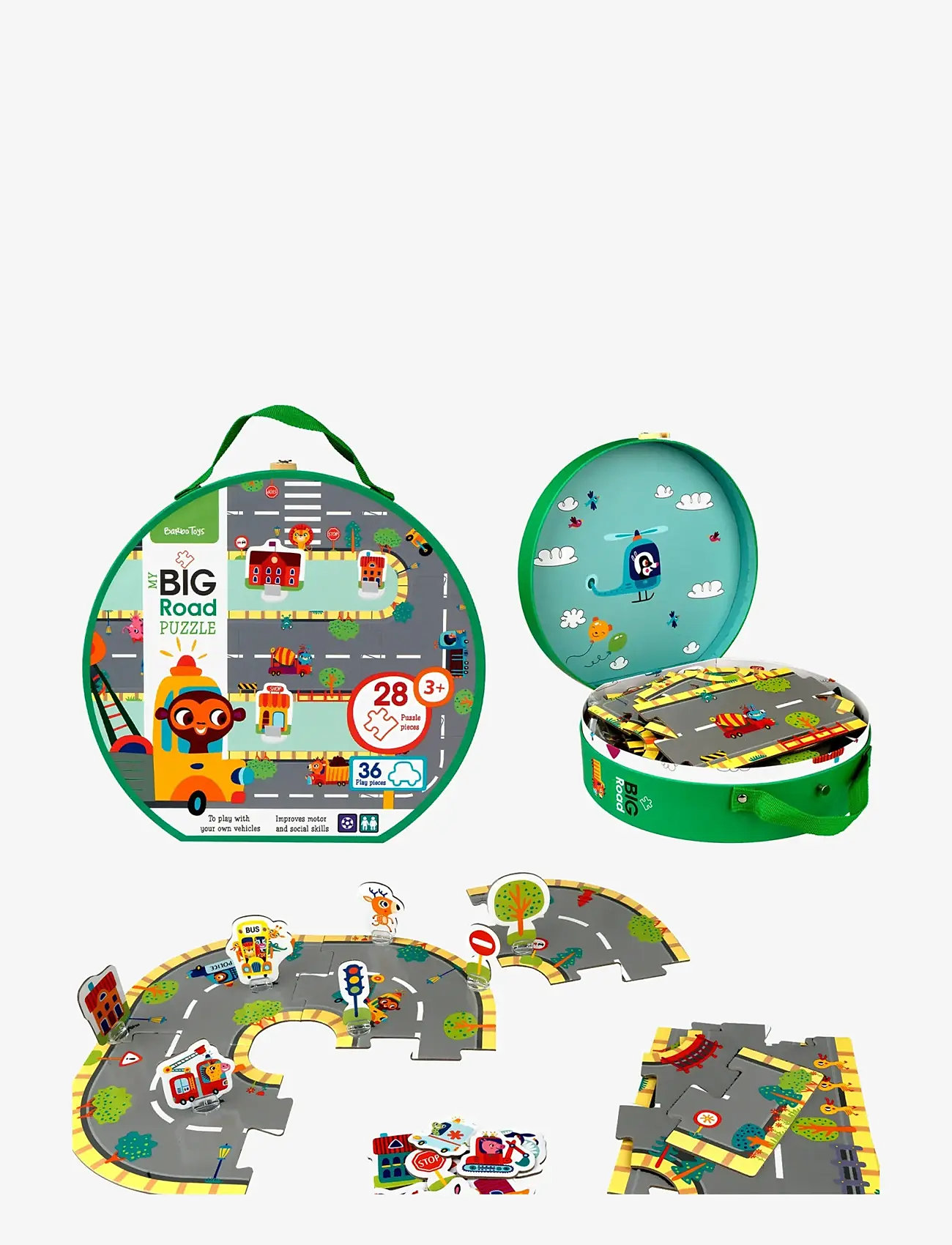 Barbo Toys - My BIG Road Puzzles in a Suitcase - Make your own Roads - Þroskapúsl - multiple color - 0