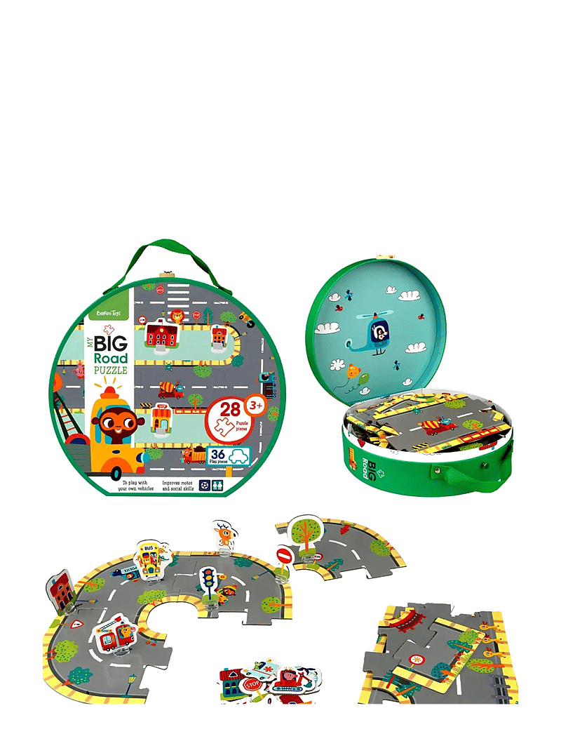 Barbo Toys - My BIG Road Puzzles in a Suitcase - Make your own Roads - Þroskapúsl - multiple color - 0