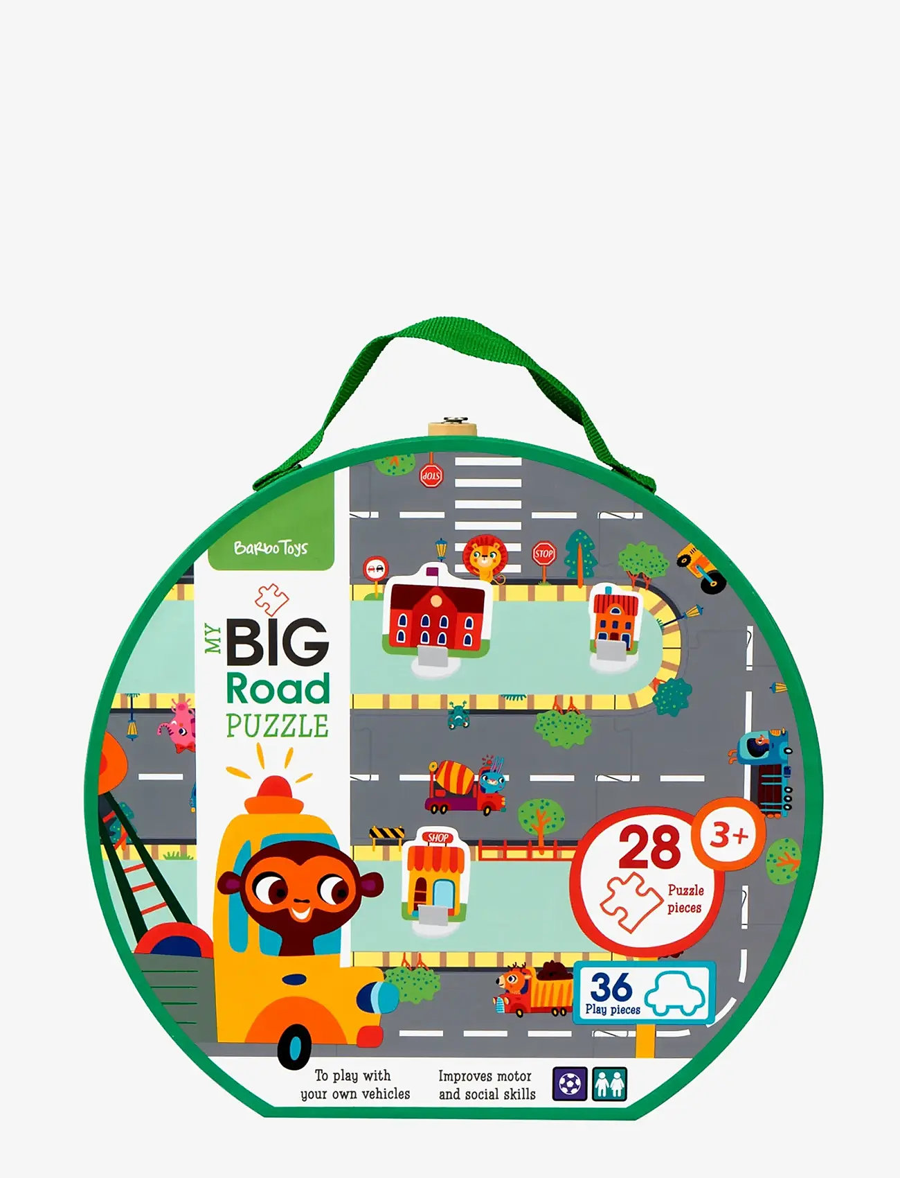Barbo Toys - My BIG Road Puzzles in a Suitcase - Make your own Roads - Þroskapúsl - multiple color - 1