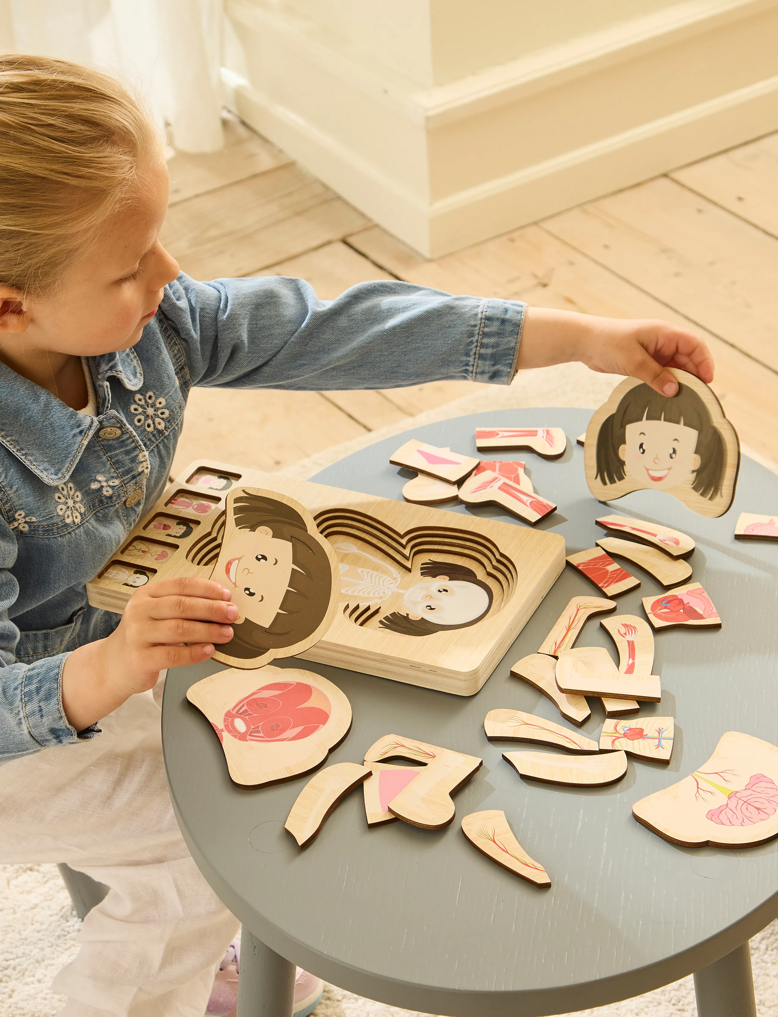 Barbo Toys - Wooden Layer Body Puzzle - Girl - puzzles en bois - pink - 5