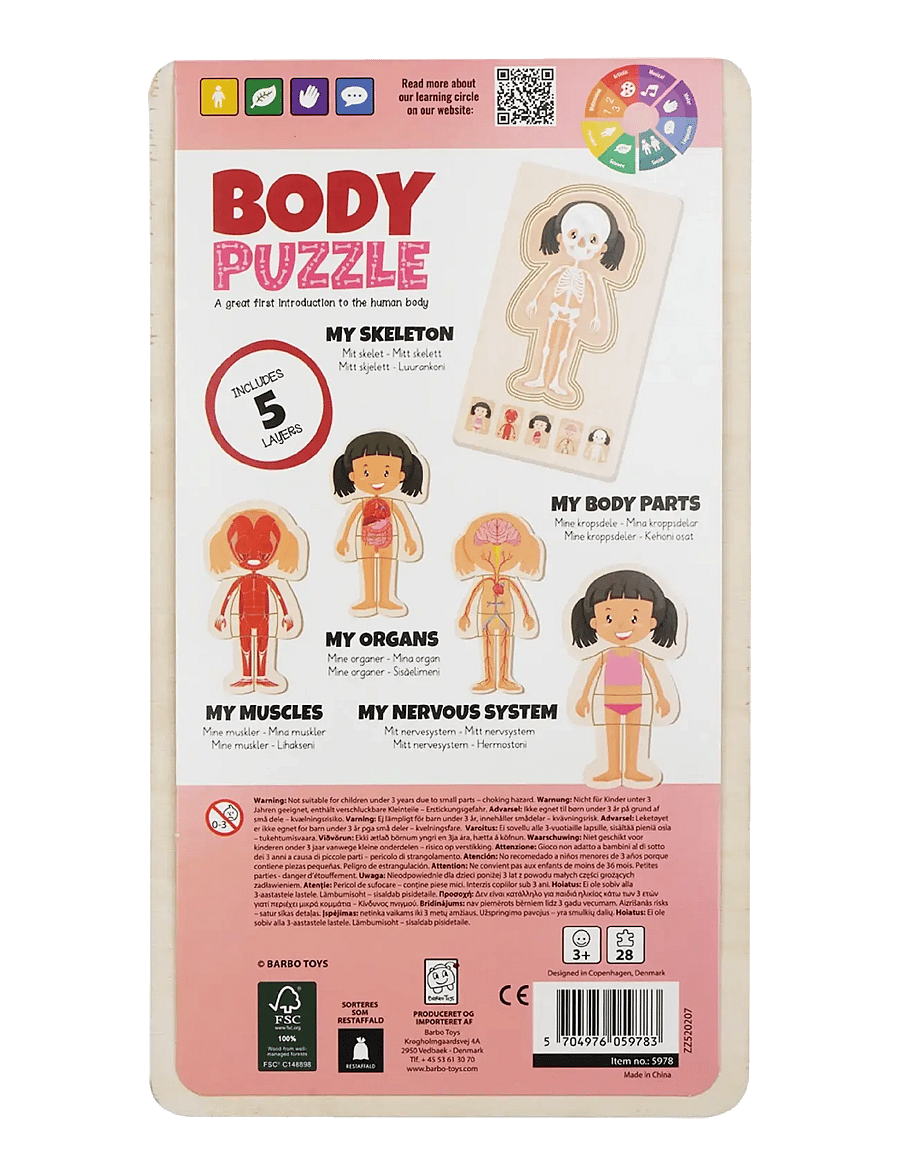 Barbo Toys - Wooden Layer Body Puzzle - Girl - puzzles en bois - pink - 3
