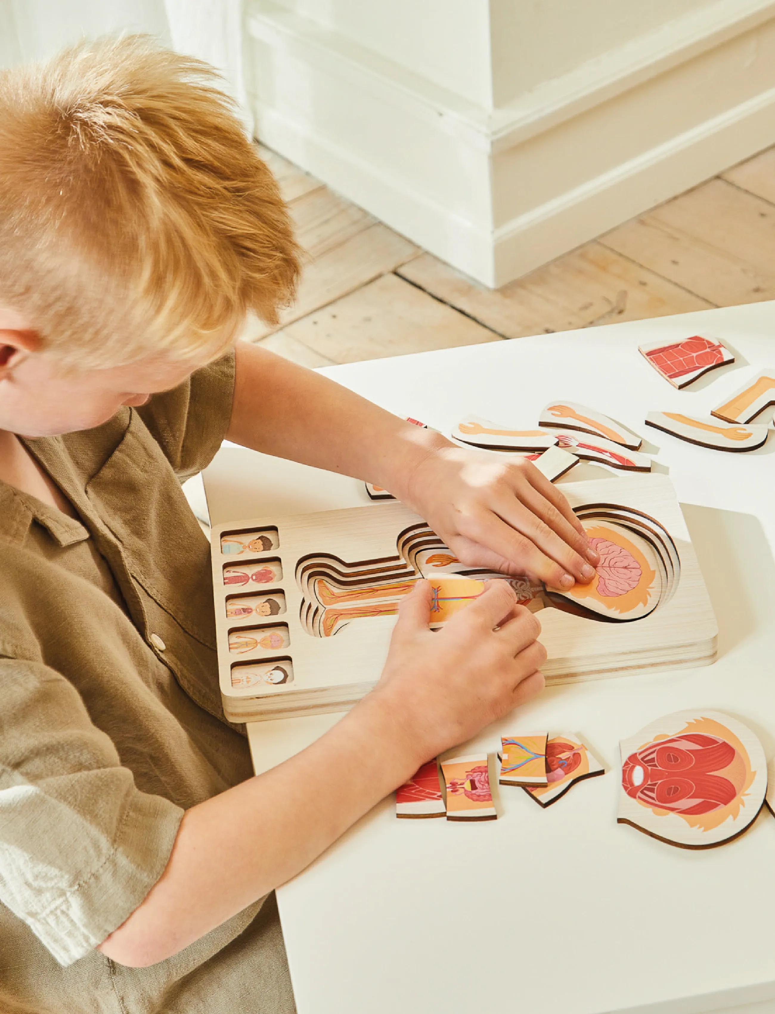 Barbo Spielzeug Wooden Layer Body Puzzle Boy, One Size, Puzzles, Braun - Pedagogical Kinder