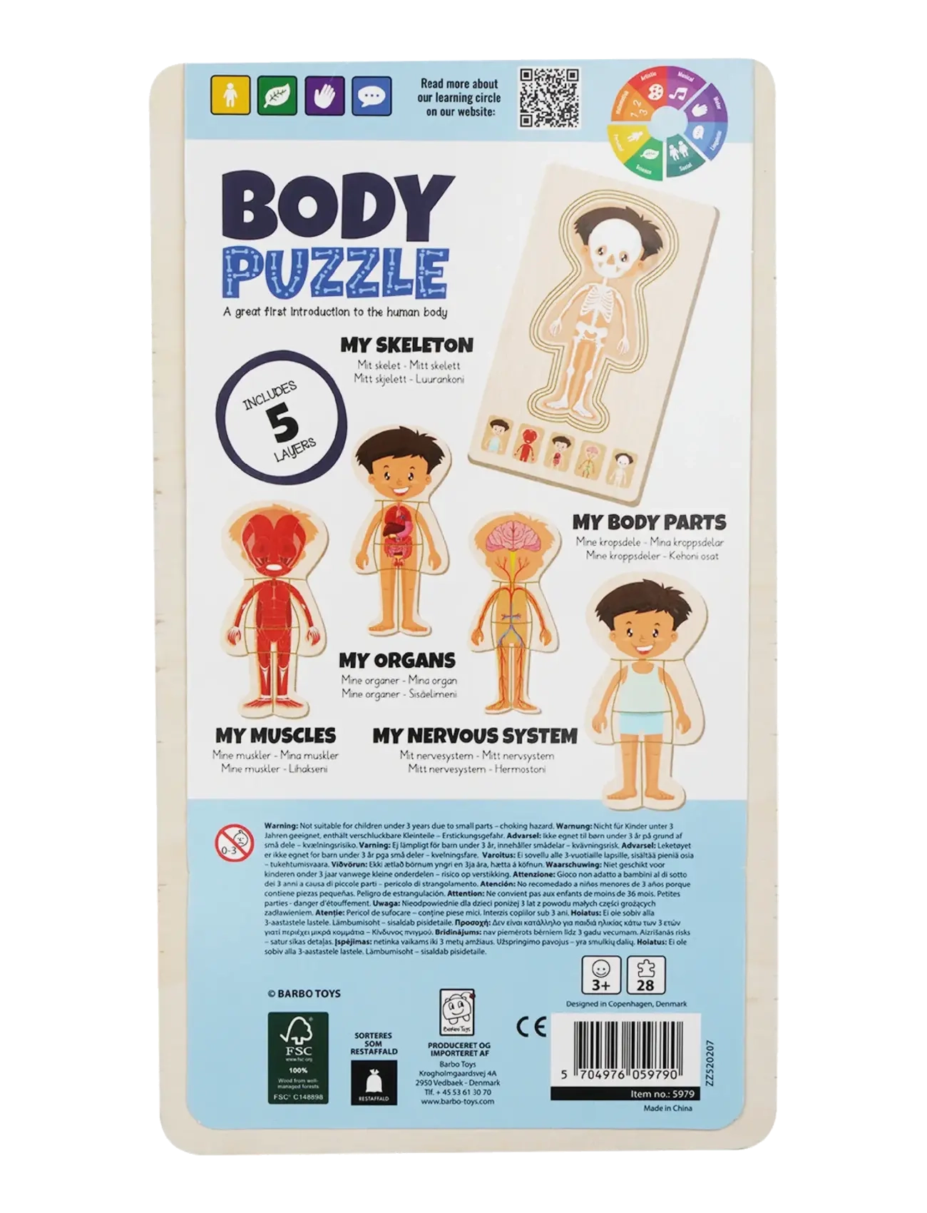 Barbo Toys - Wooden Layer Body Puzzle - Boy - Þroskapúsl - blue - 3
