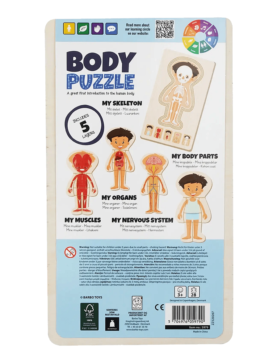Barbo Toys - Wooden Layer Body Puzzle - Boy - Þroskapúsl - blue - 3
