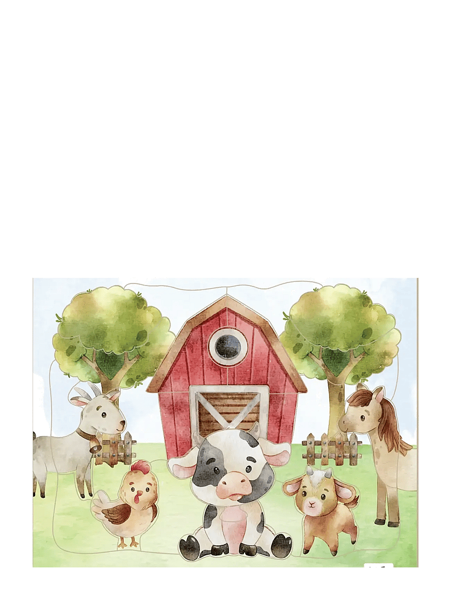 Barbo Toys - Frame Cardboard Puzzle - Farm - klassieke puzzels - multiple color - 0