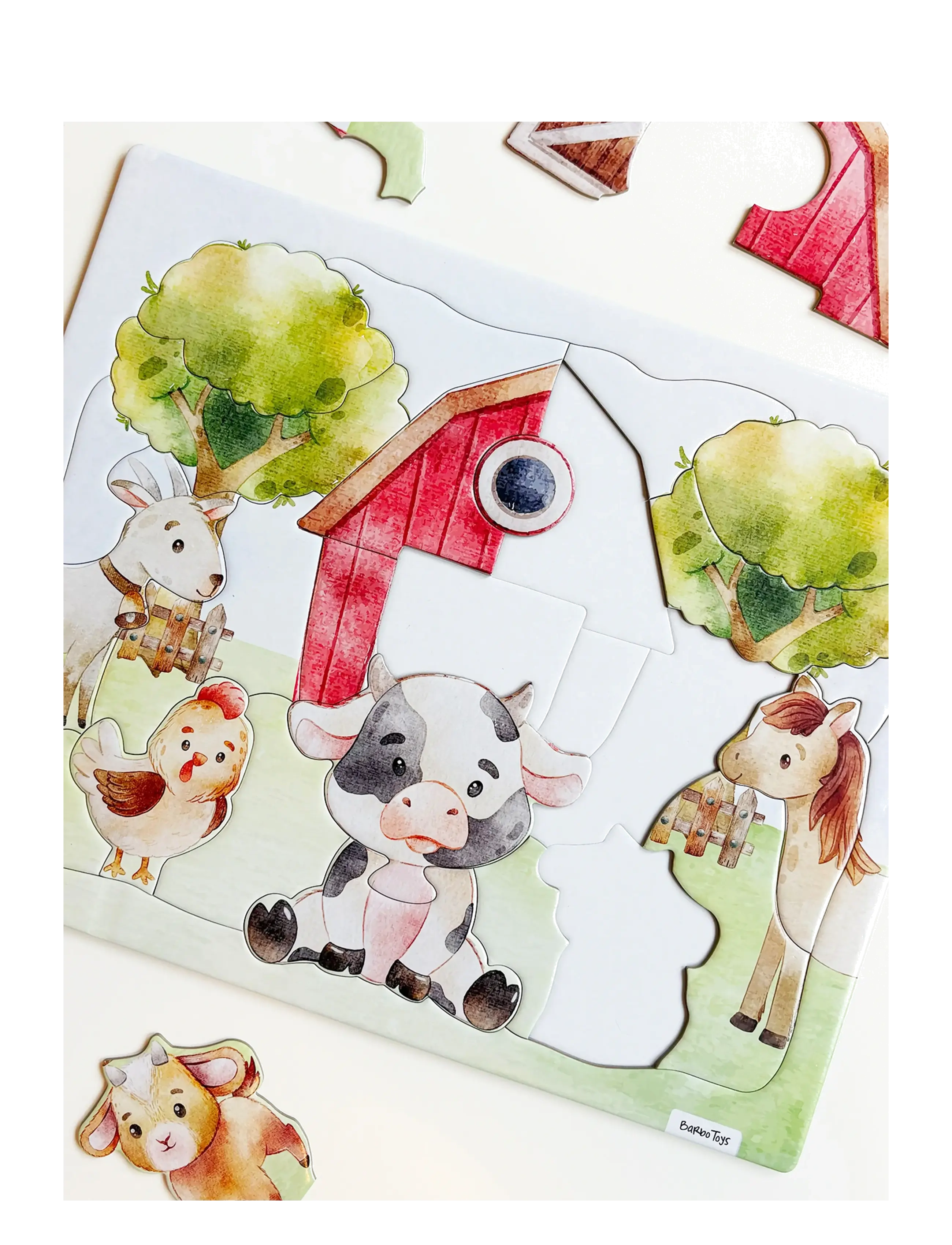 Barbo Toys - Frame Cardboard Puzzle - Farm - klassieke puzzels - multiple color - 1