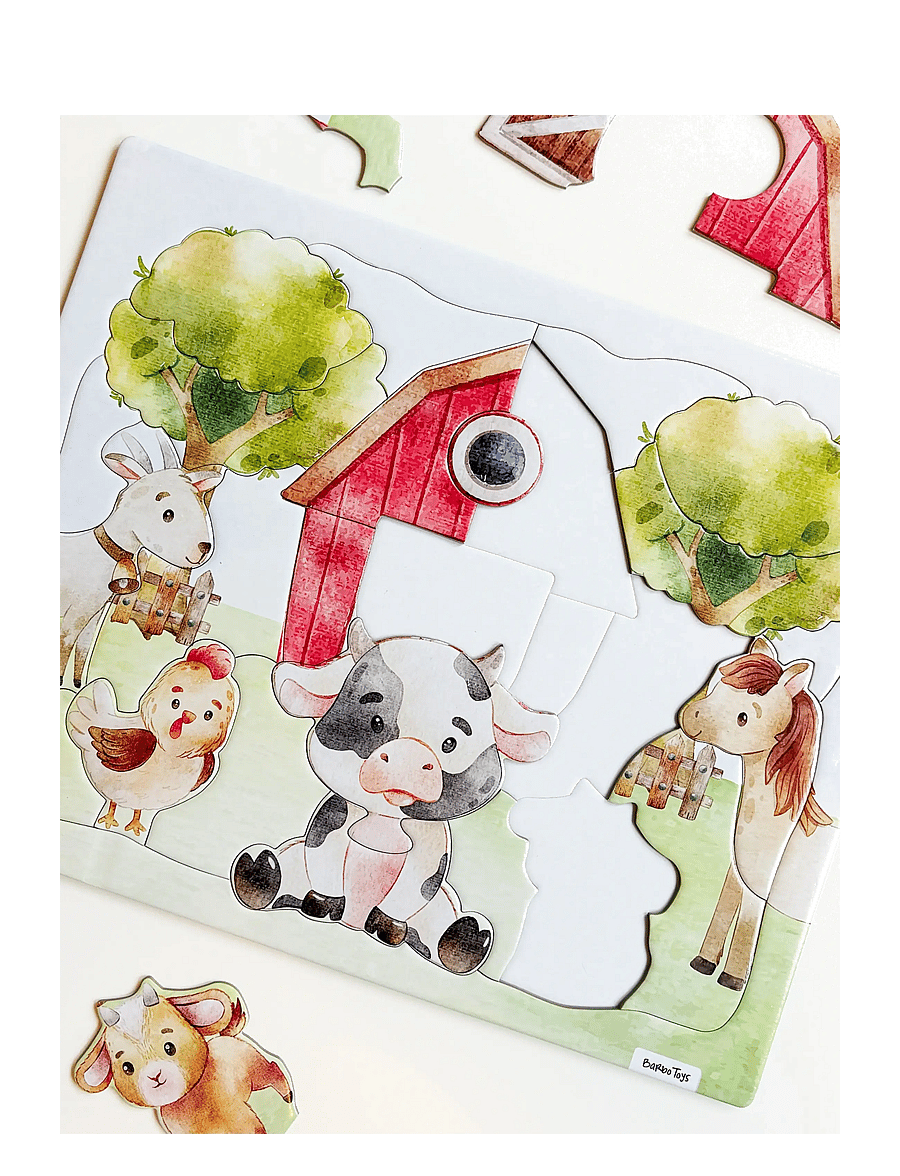 Barbo Toys - Frame Cardboard Puzzle - Farm - klassieke puzzels - multiple color - 1