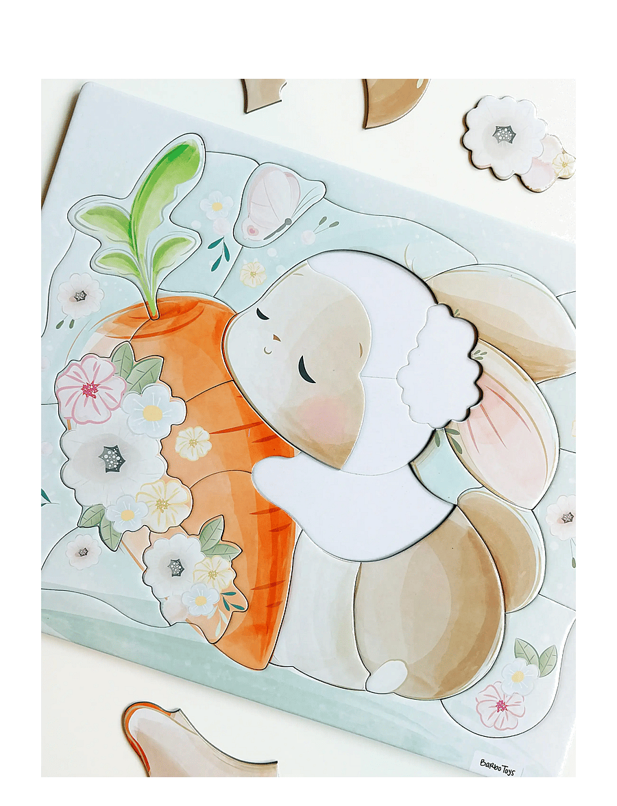 Barbo Toys - Frame Cardboard Puzzle - Rabbit - klassísk púsl - multiple color - 1