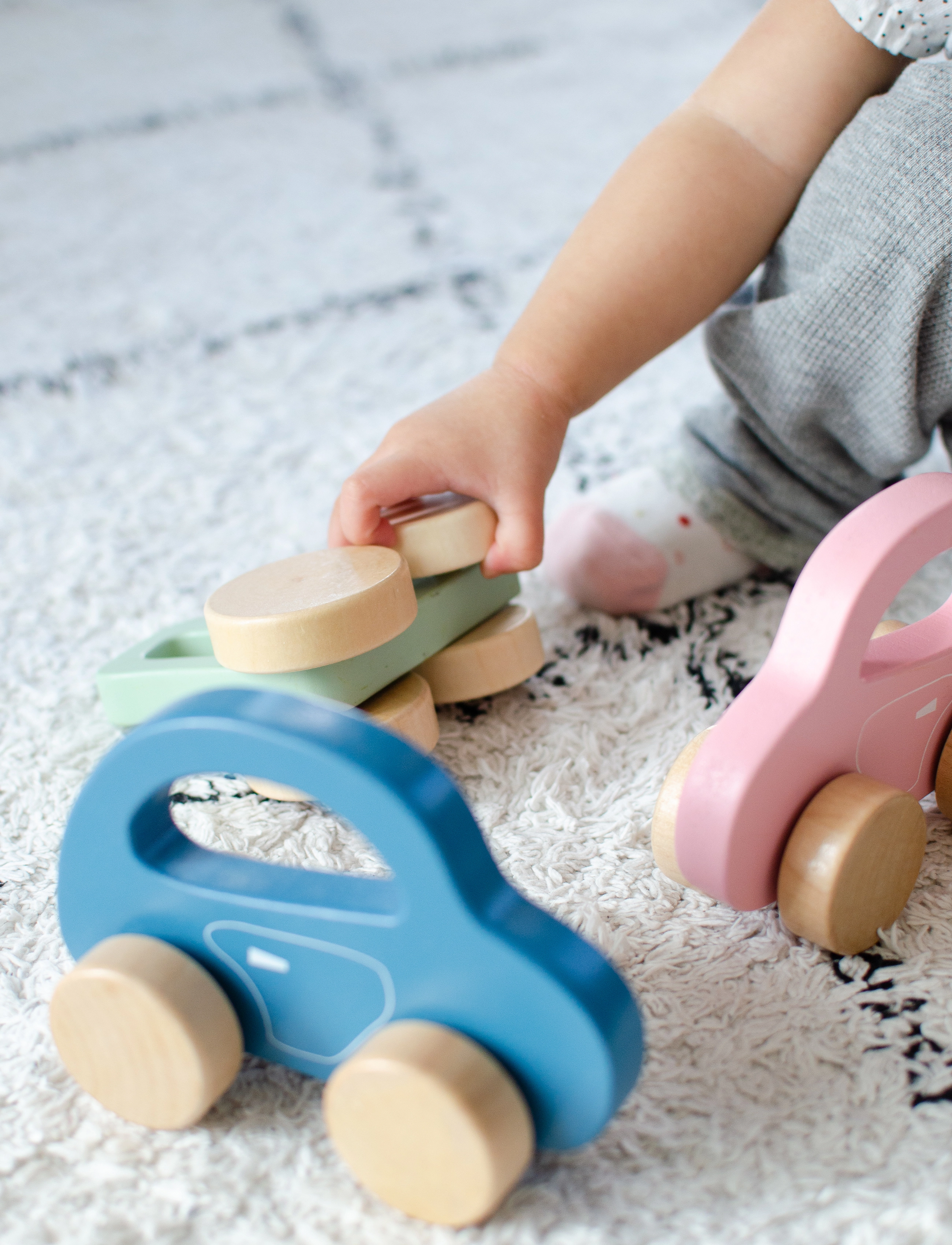 Barbo Toys - Small wooden car - Blue - multiple color - 3