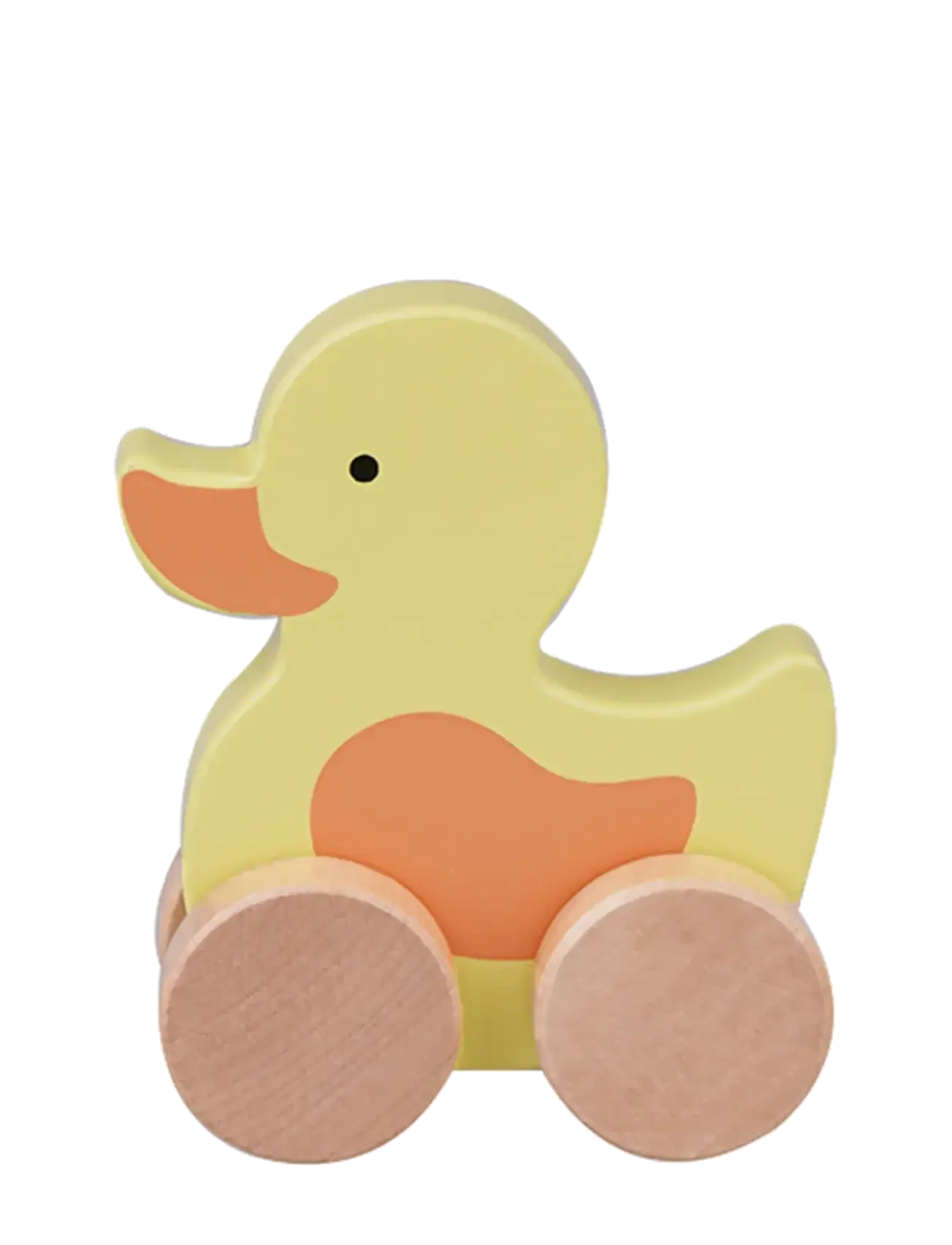 Barbo Toys - Wooden Duck on Wheel - træfigurer - yellow - 2