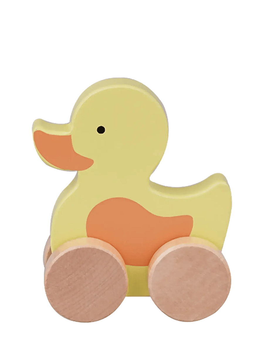 Barbo Toys - Wooden Duck on Wheel - puidust figuurid - yellow - 2