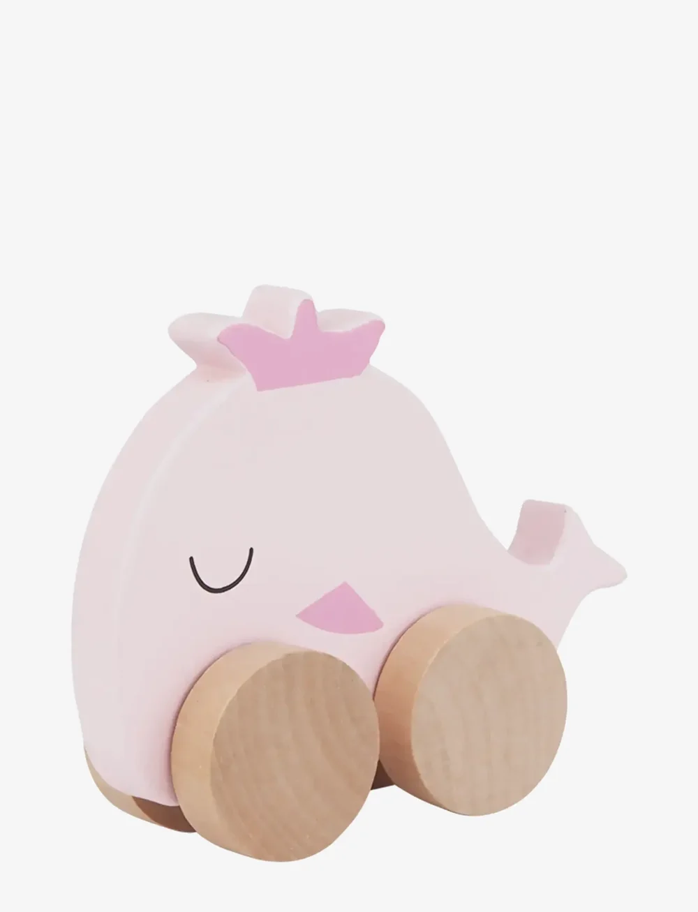 Barbo Toys - Wooden Whale on Wheel - träfigurer - pink - 1