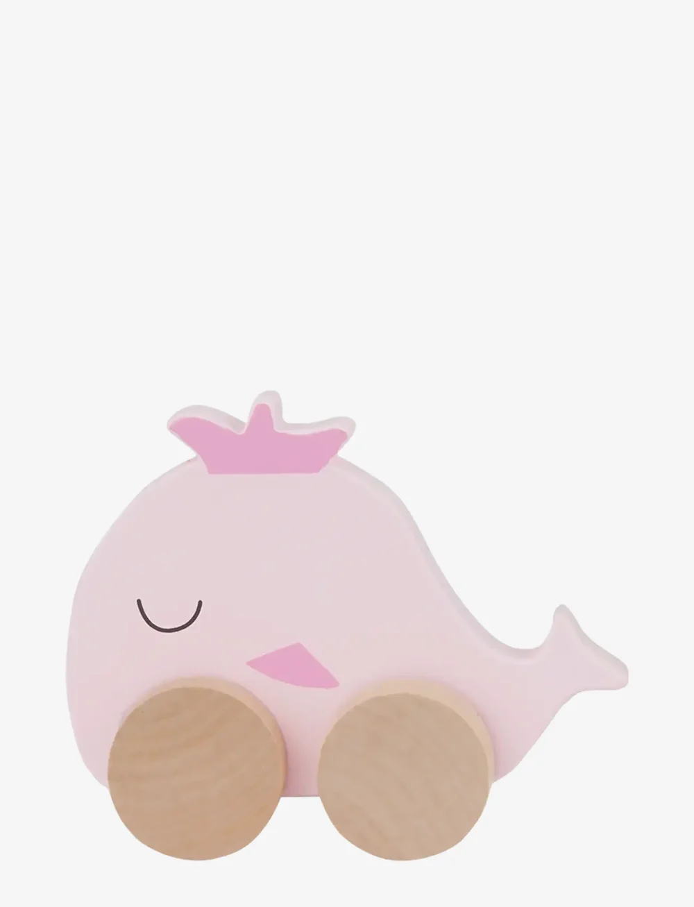 Barbo Toys - Wooden Whale on Wheel - träfigurer - pink - 2