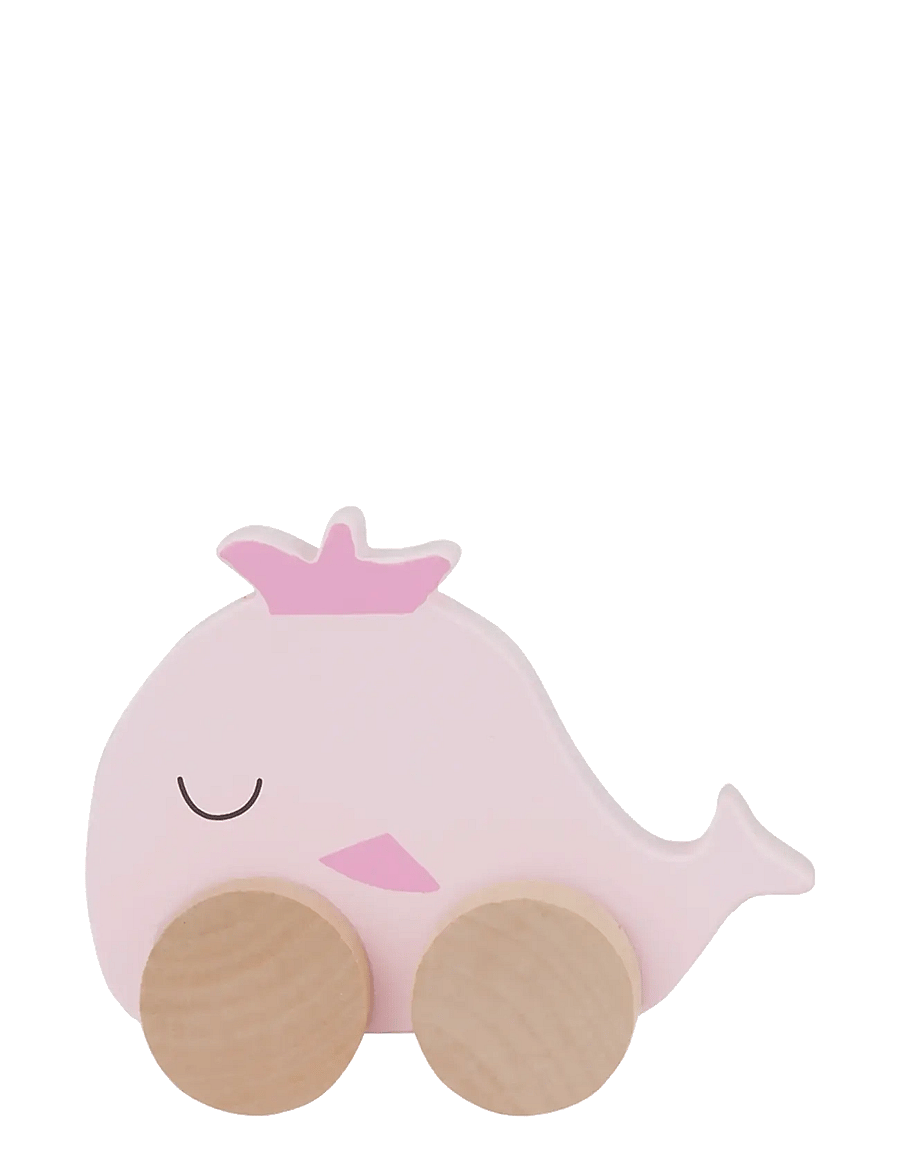 Barbo Toys - Wooden Whale on Wheel - holzfiguren - pink - 2