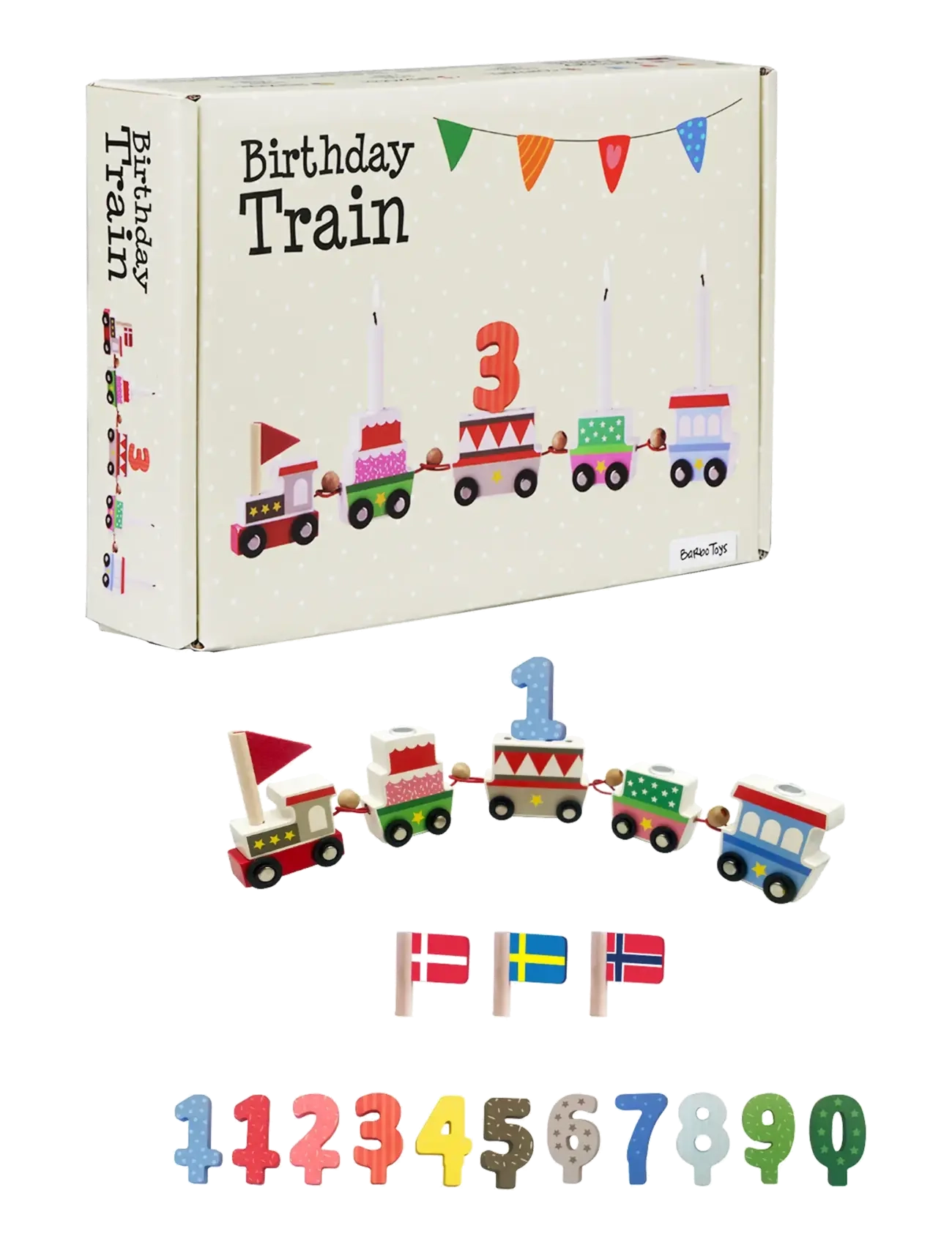 Barbo Toys Birthday Train Scandinavia - (SE, NO and DK flag) - Legetøj - MULTIPLE COLOR / multi
