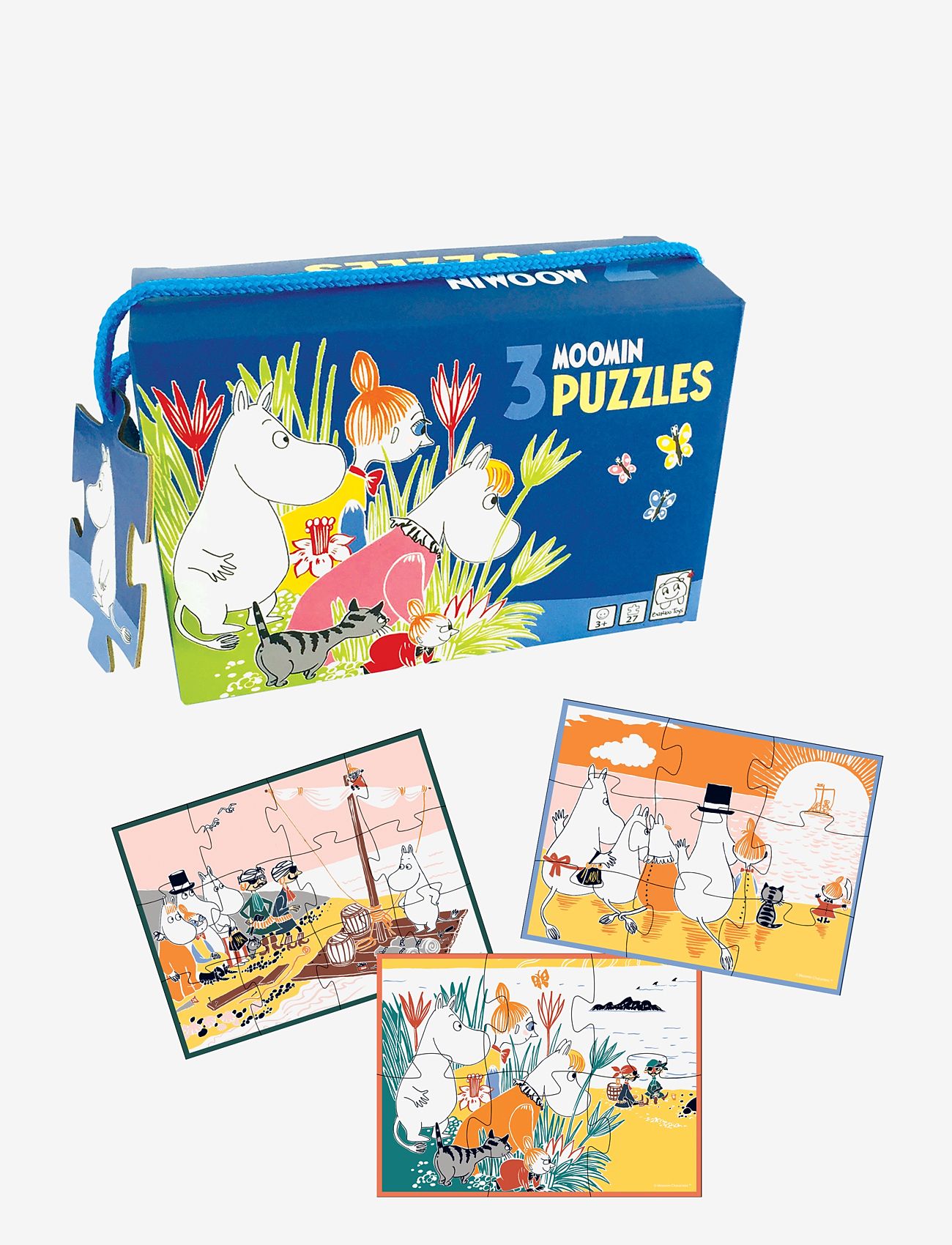 Barbo Toys - Moomin 3 puzzle in a box with handel - klassiske puslespil - multiple color - 0