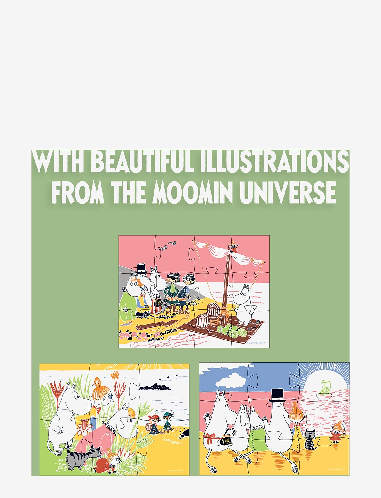 Barbo Toys - Moomin 3 puzzle in a box with handel - klassiske puslespil - multiple color - 1