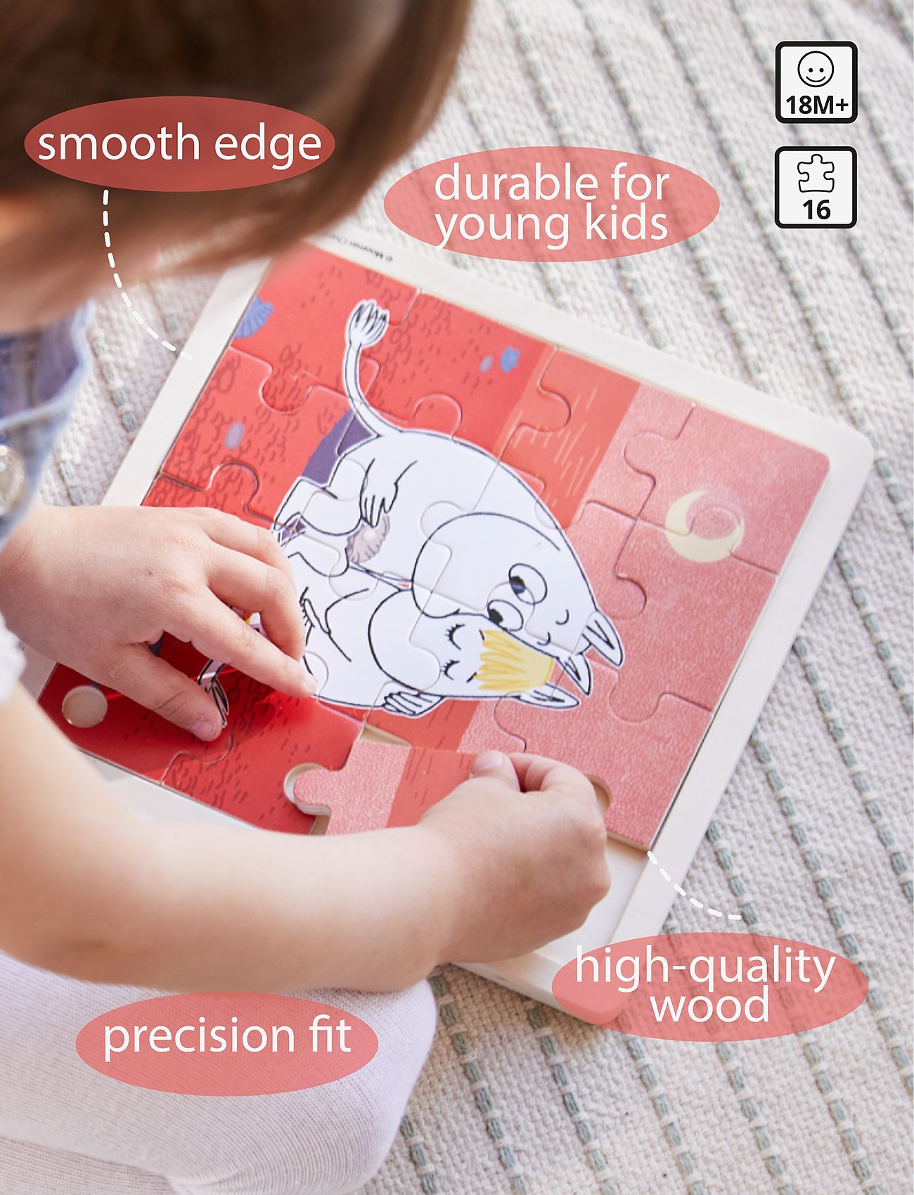 Muumitrollid - Moomin - Wooden Square Puzzle - Caring - puidust pusled - 1016 - 3