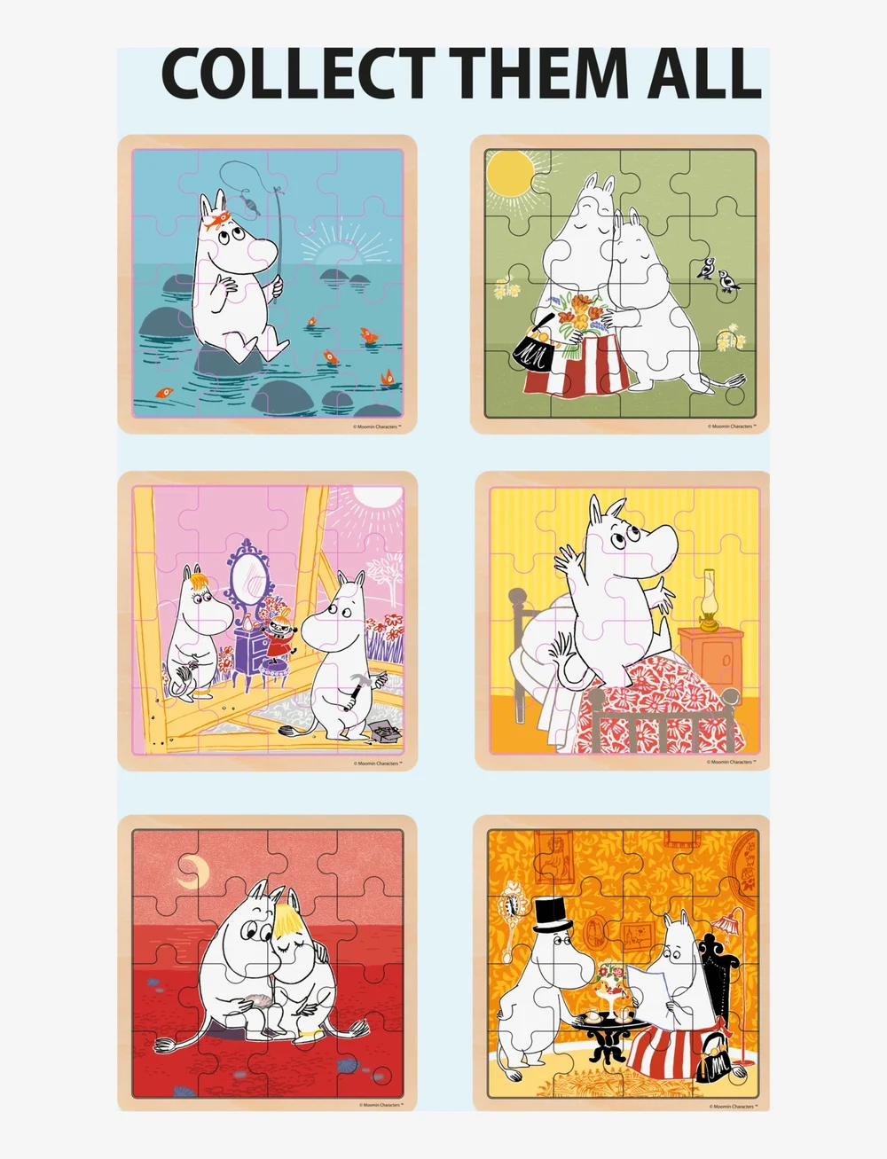 Muumitrollid - Moomin - Wooden Square Puzzle - Bedtime Jumping - puidust pusled - 1016 - 4