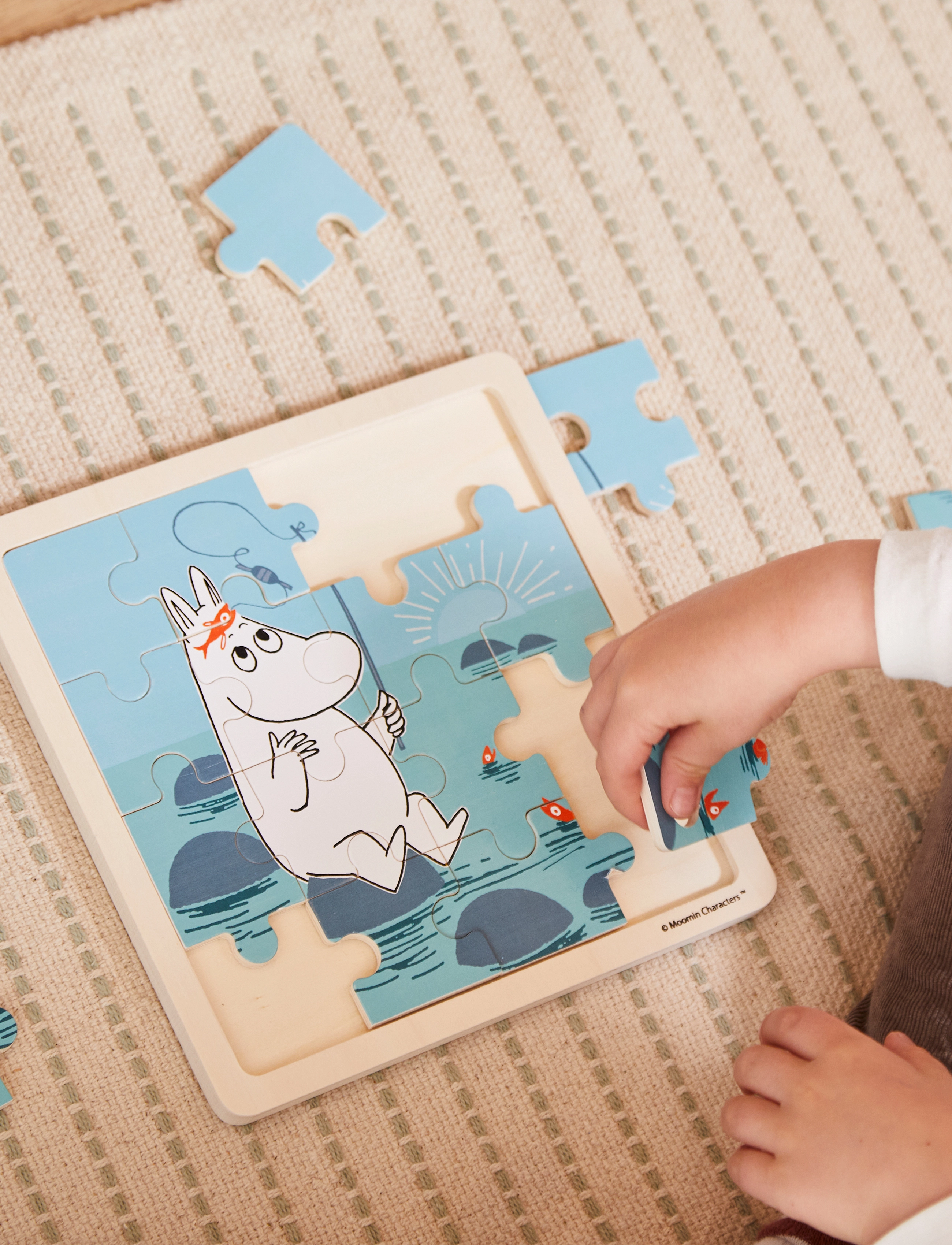 MUMIN Moomin Wooden Square Puzzle Fishing, One Size, Puzzles, Mehrfarbig/gemustert - Kinder